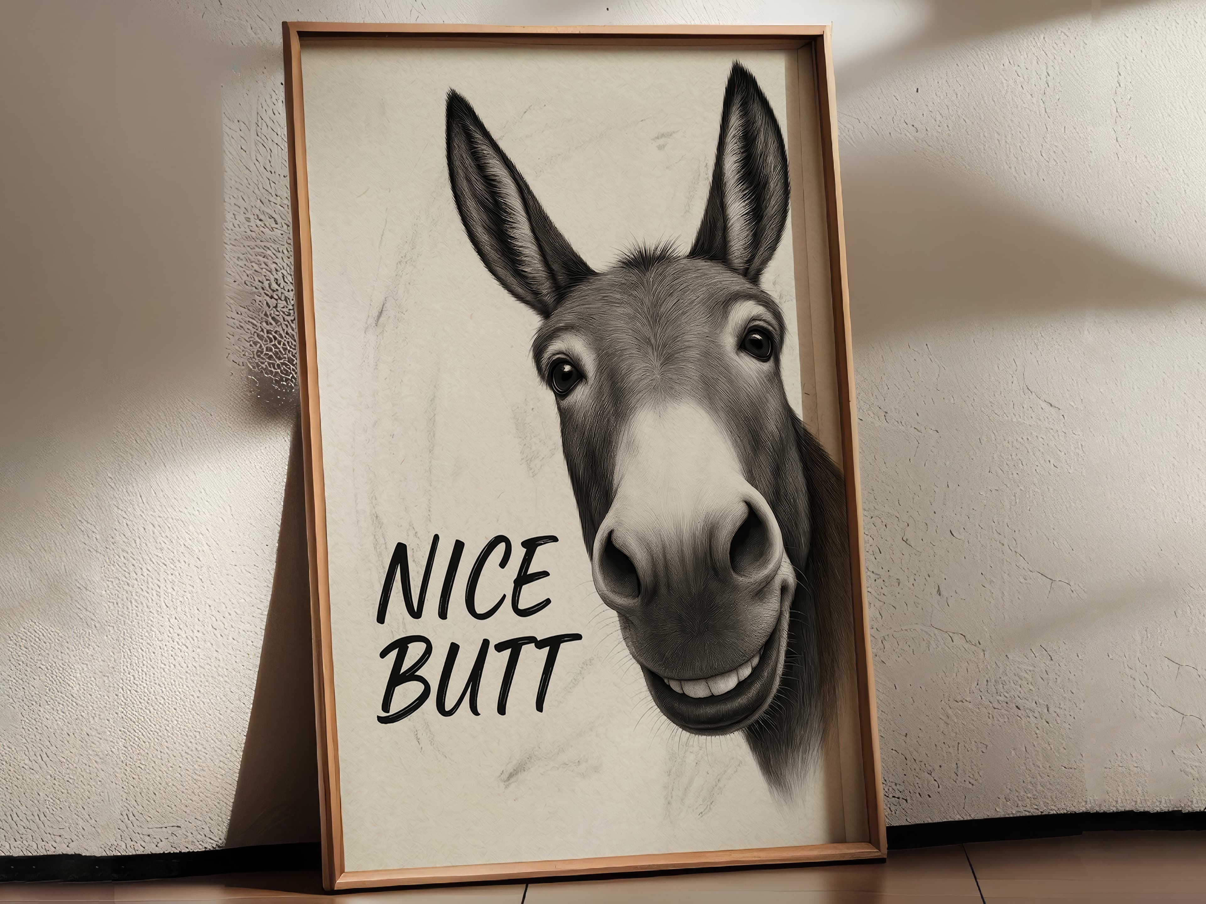 Funny Donkey "Nice Butt" Bathroom Print