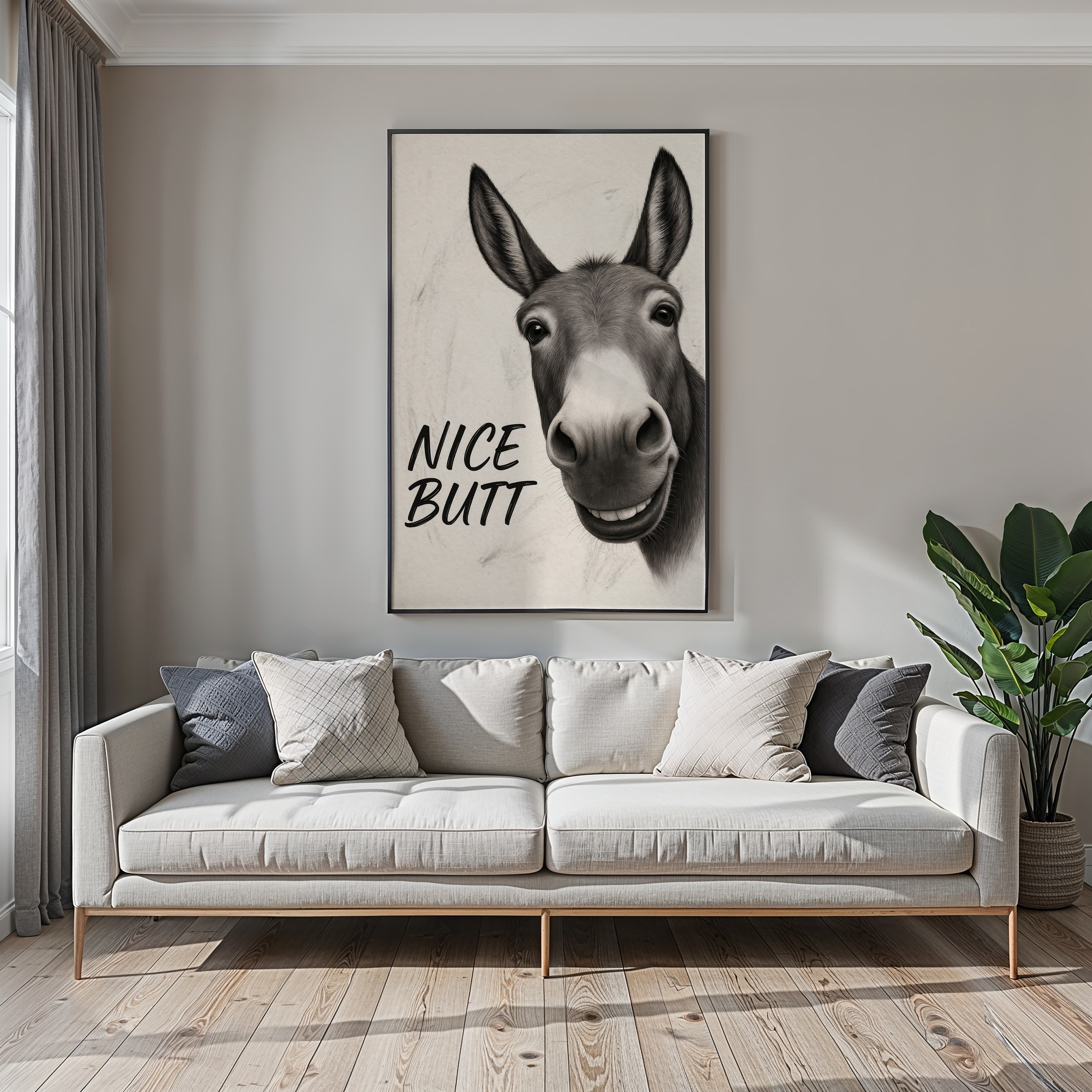 Funny Donkey "Nice Butt" Bathroom Print