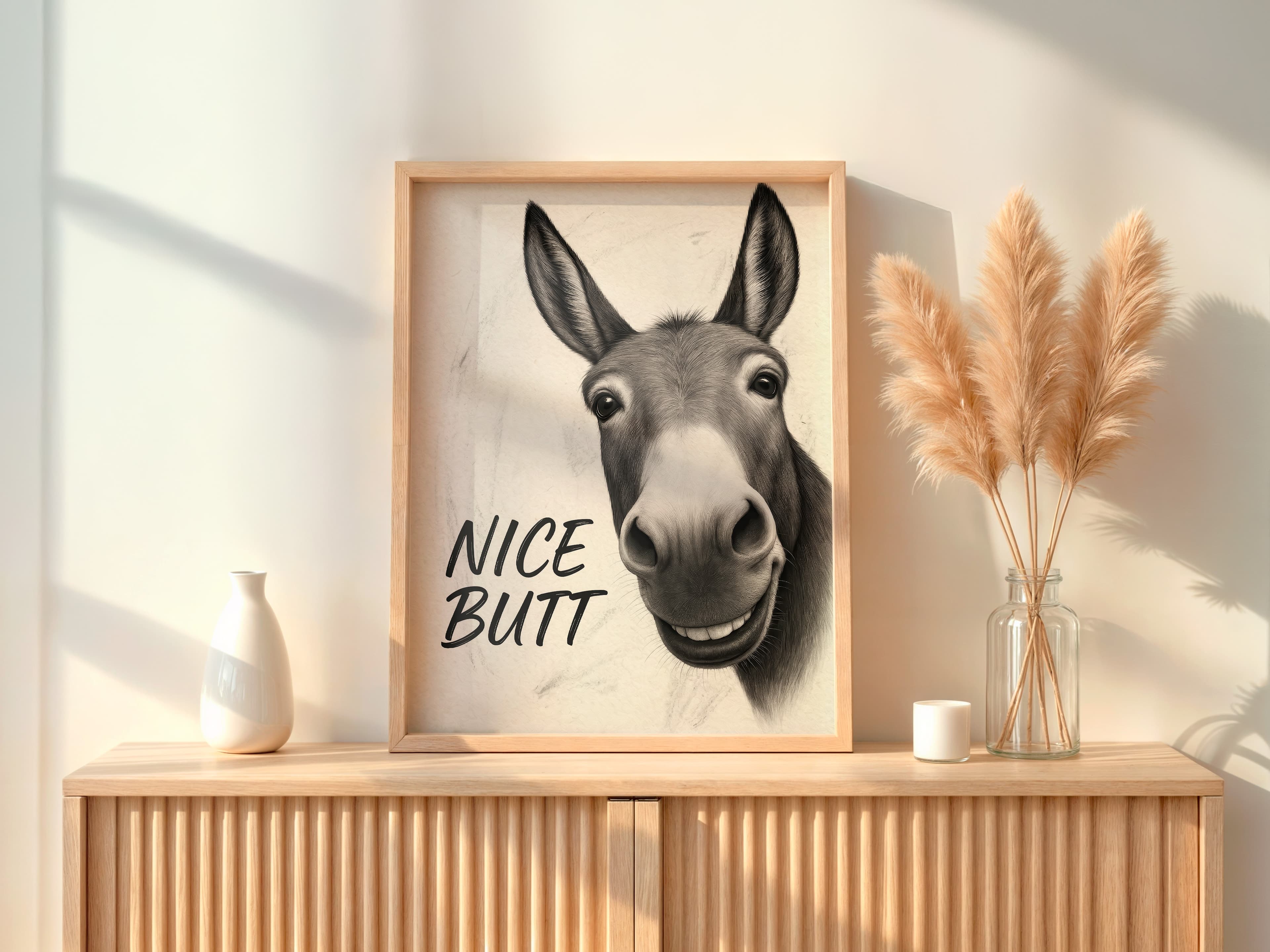 Funny Donkey "Nice Butt" Bathroom Print