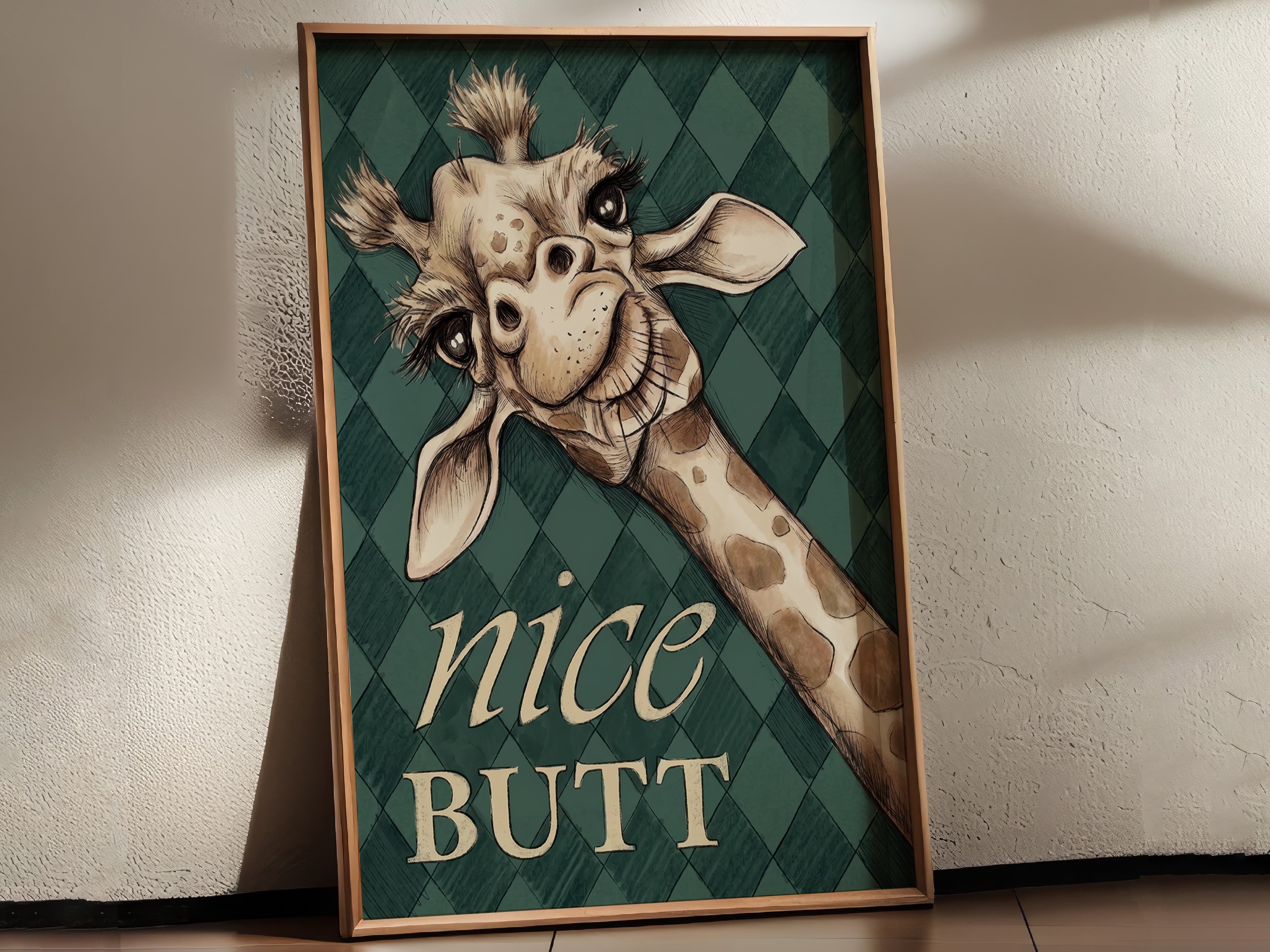 Giraffe Nice Butt Bathroom Poster