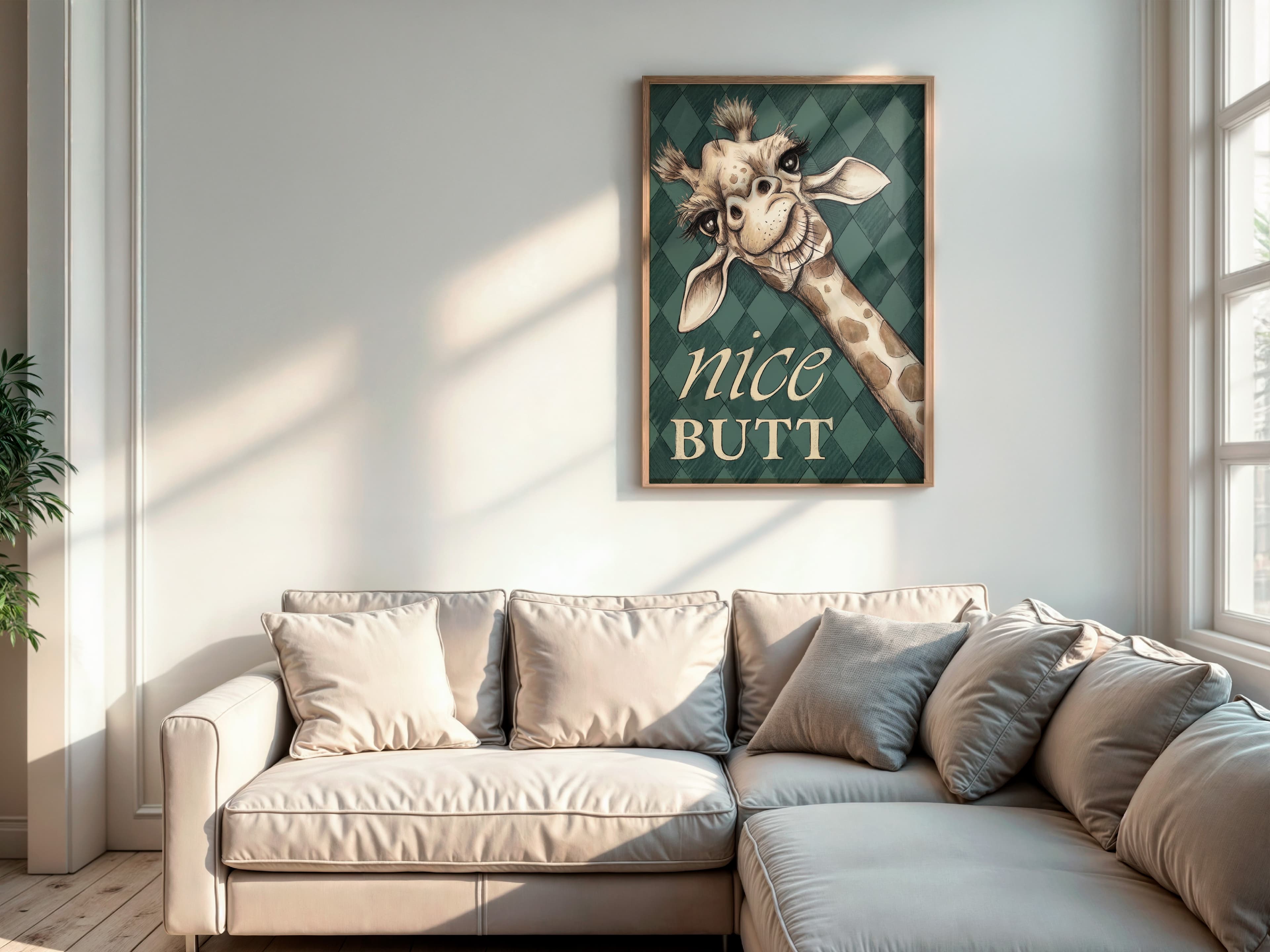 Giraffe Nice Butt Bathroom Poster