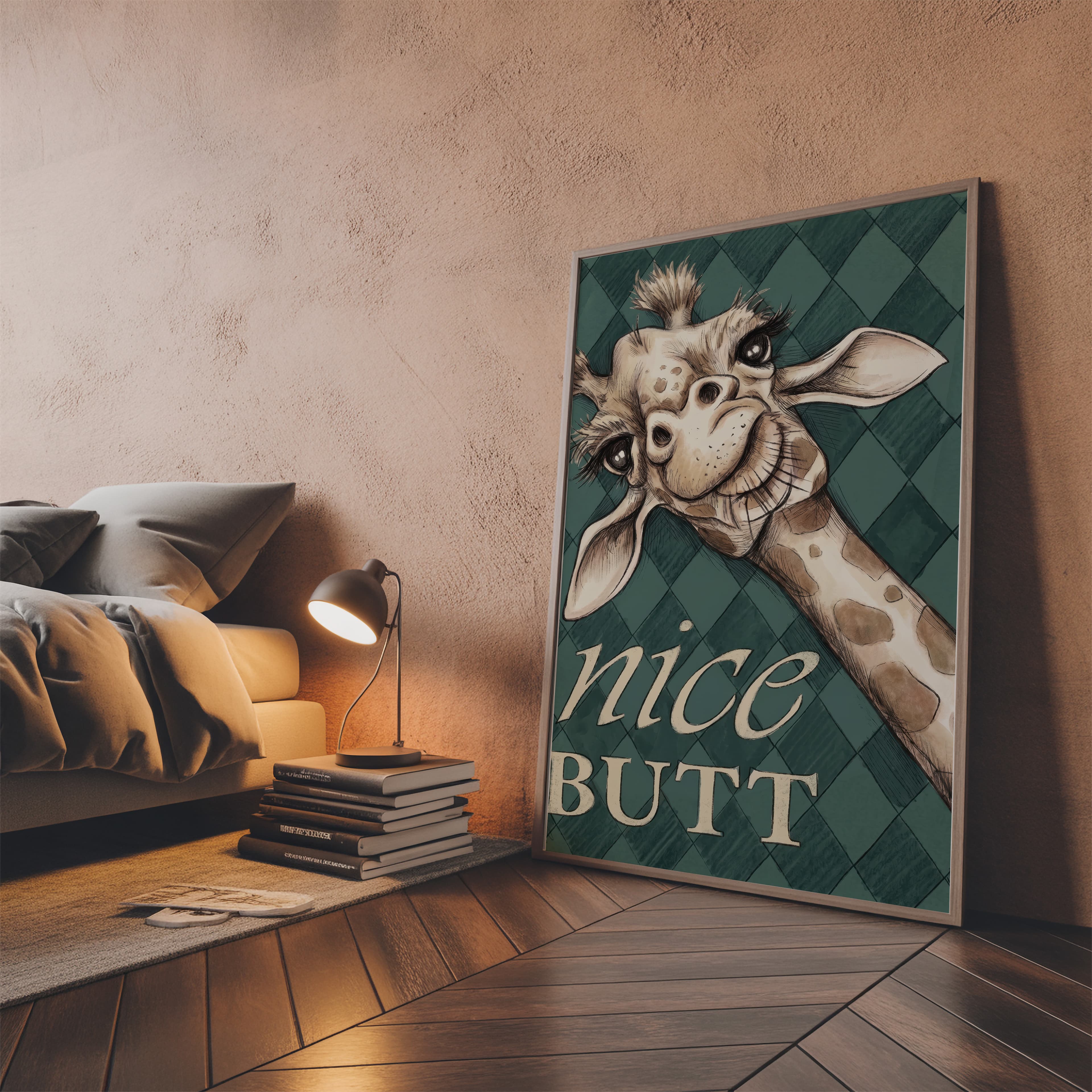 Giraffe Nice Butt Bathroom Poster