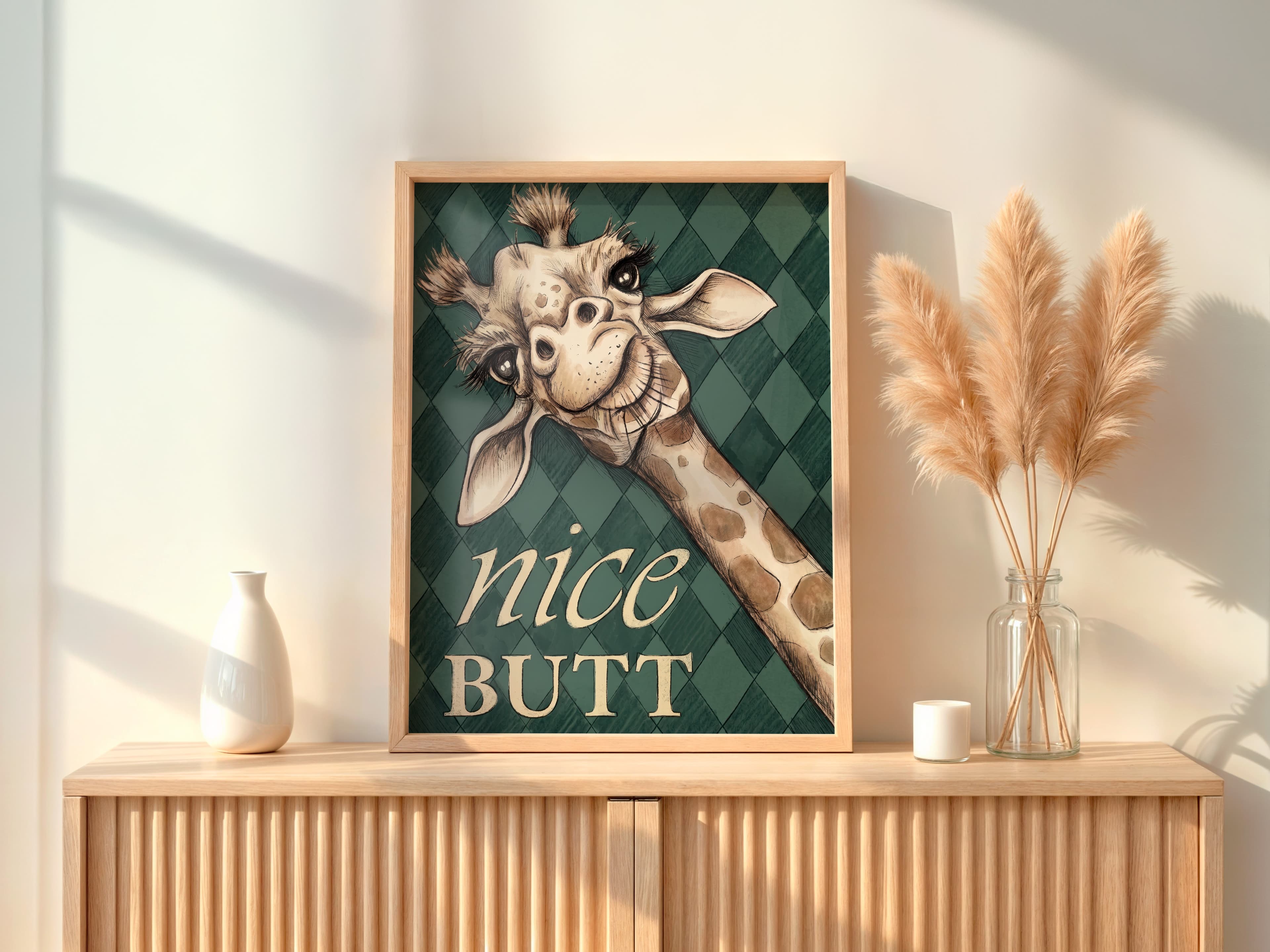 Giraffe Nice Butt Bathroom Poster