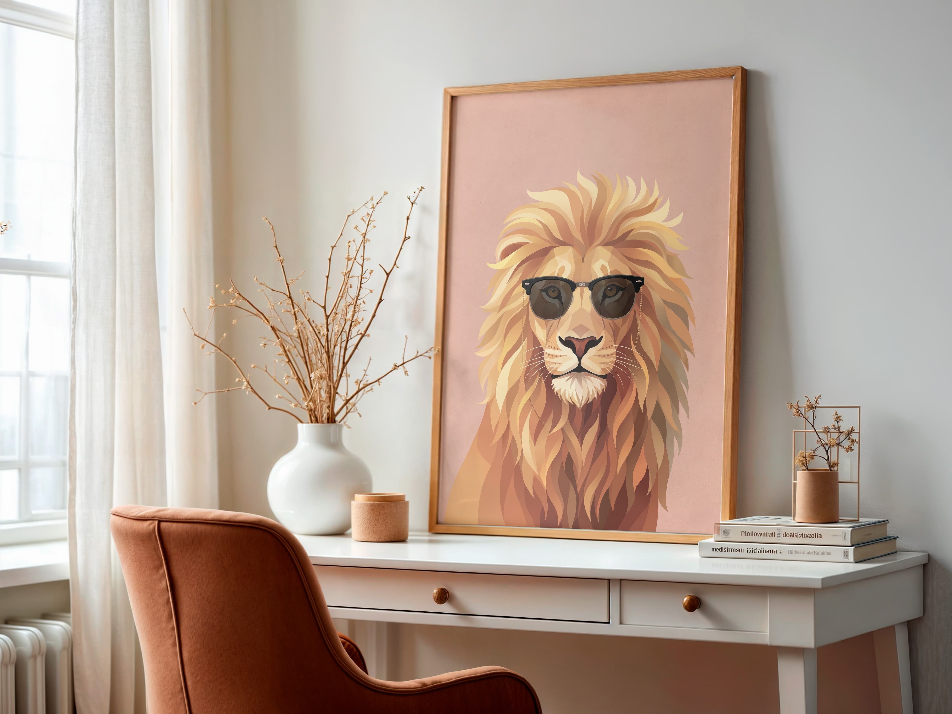 Lion with Sunglasses Print