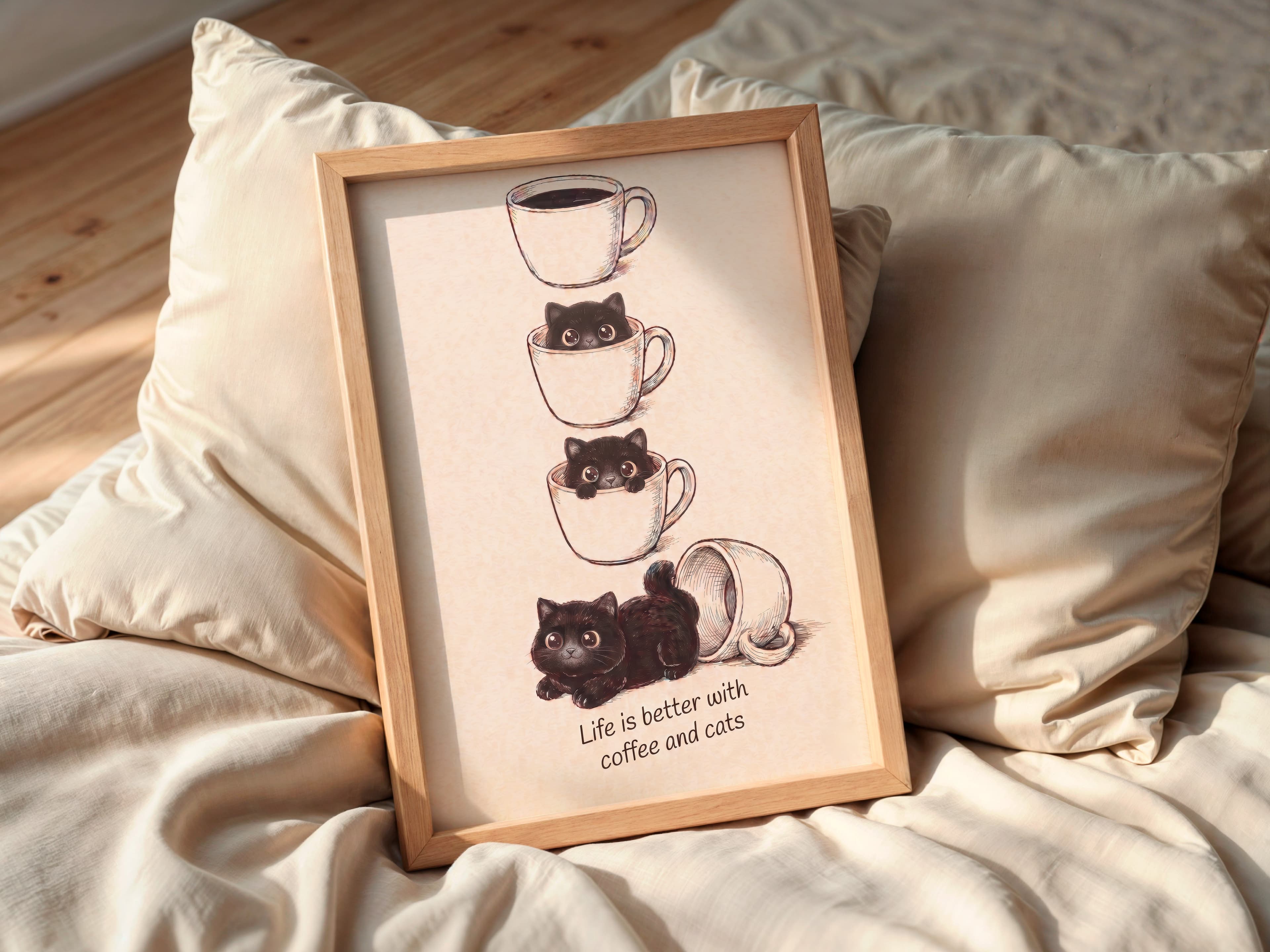 Black Cat Coffee Cup Poster