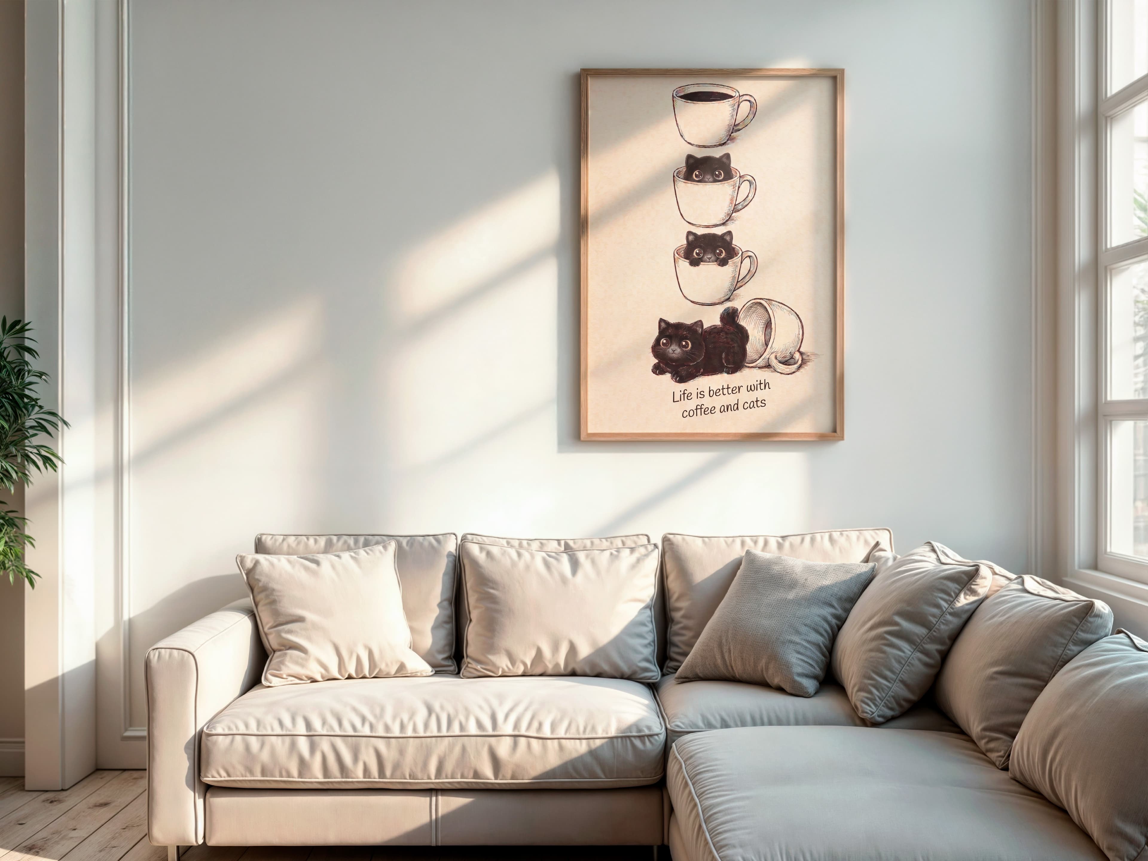 Black Cat Coffee Cup Poster