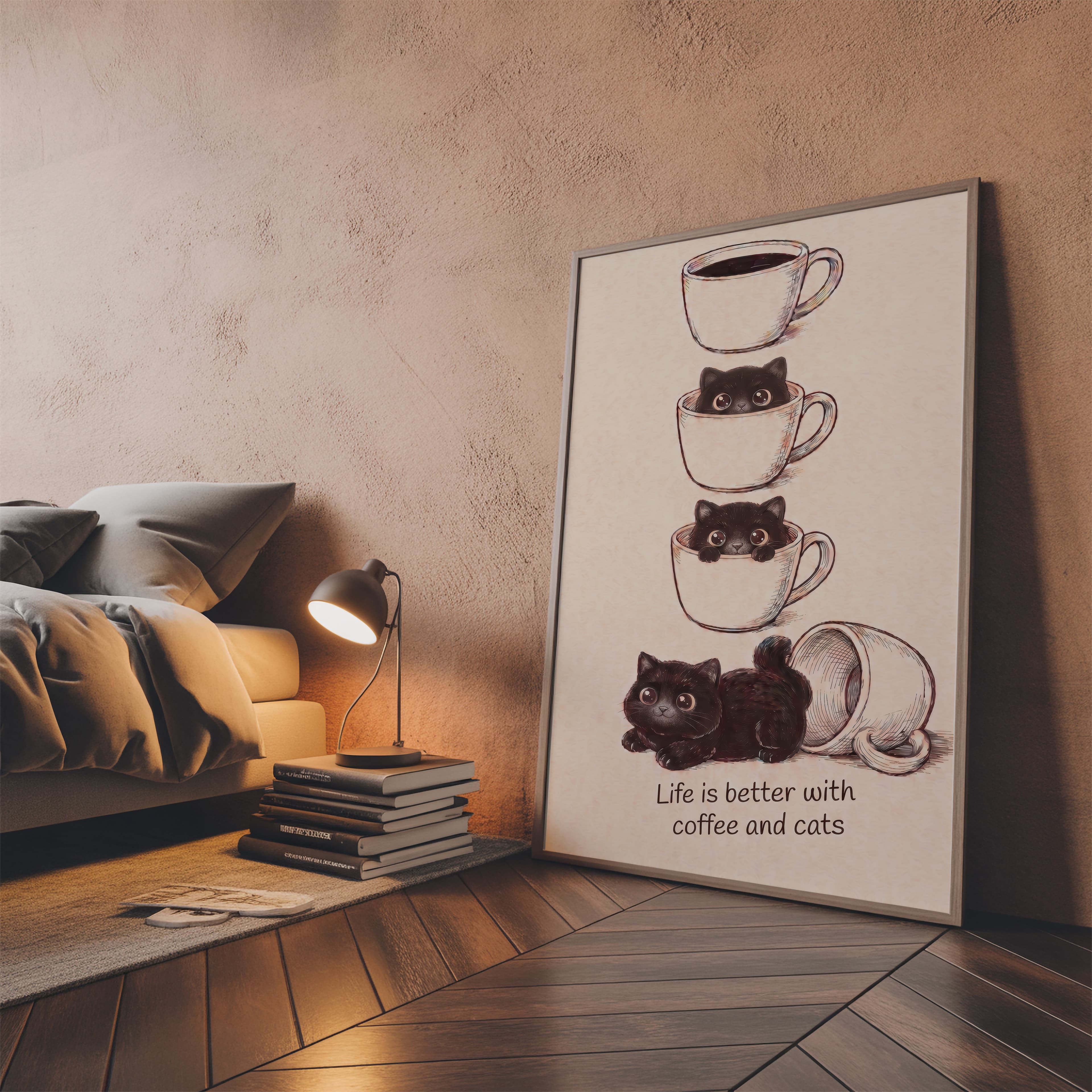 Black Cat Coffee Cup Poster