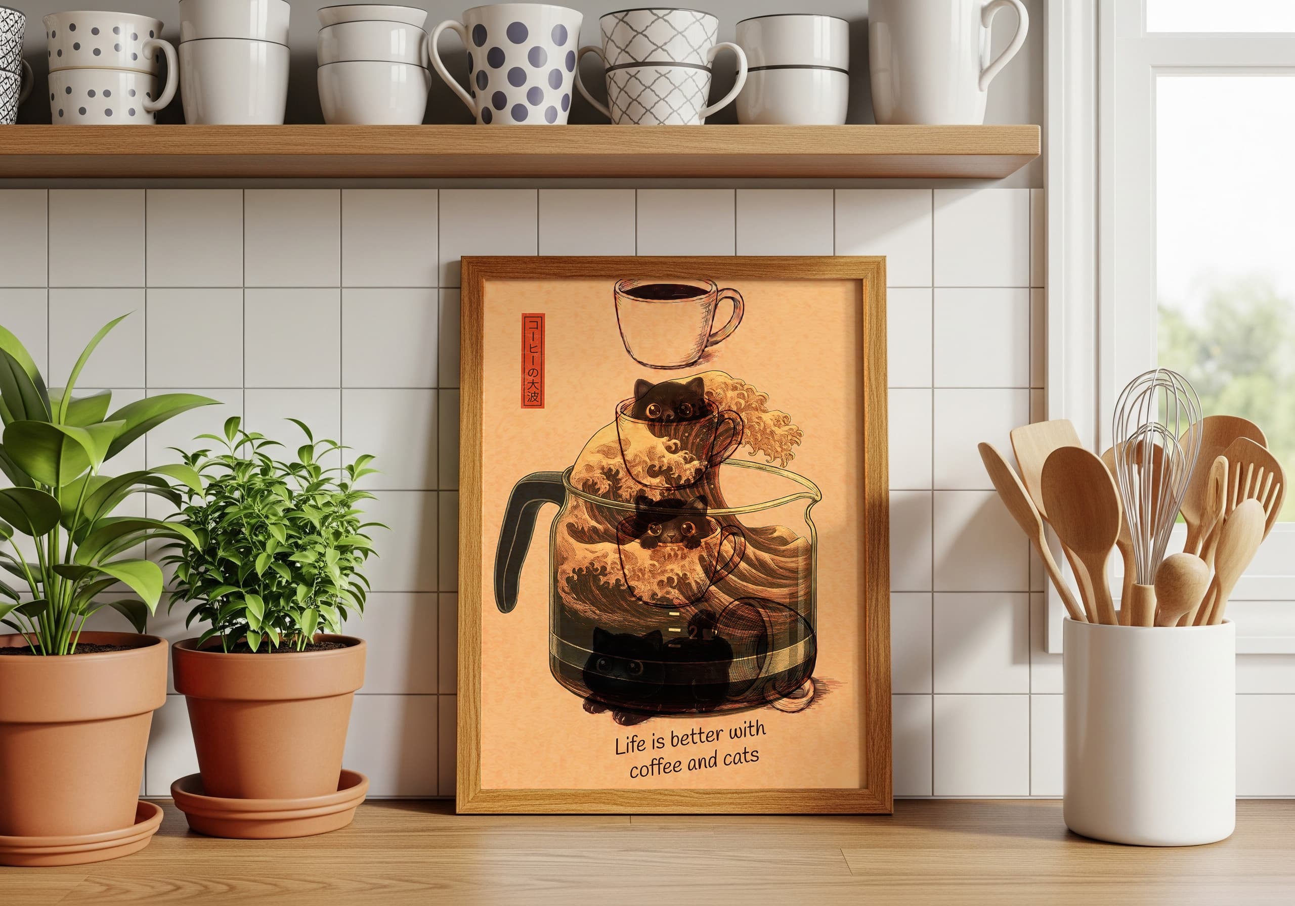 Black Cat Coffee Cup Poster