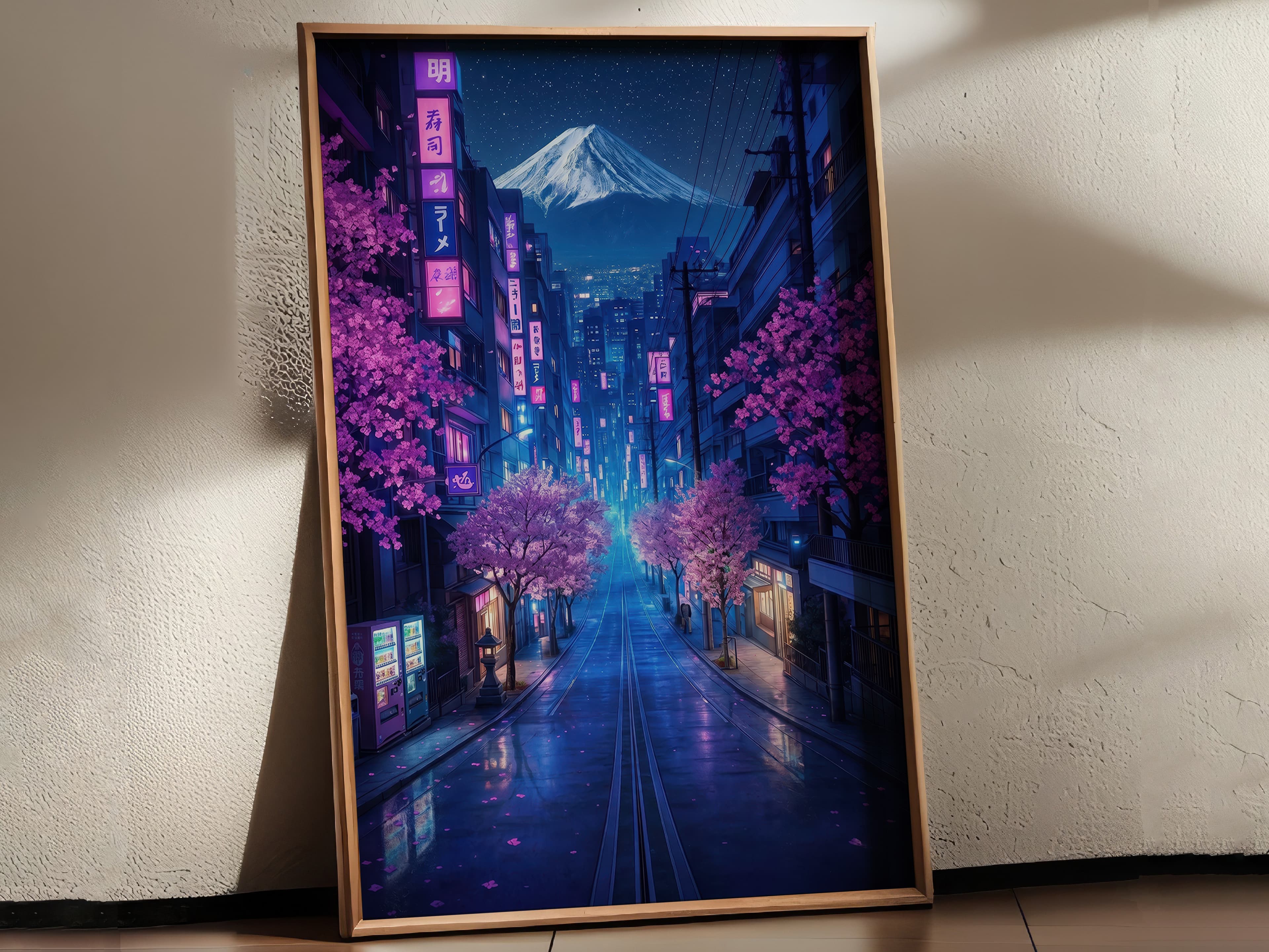 Fuji Cherry Blossom Neon Print