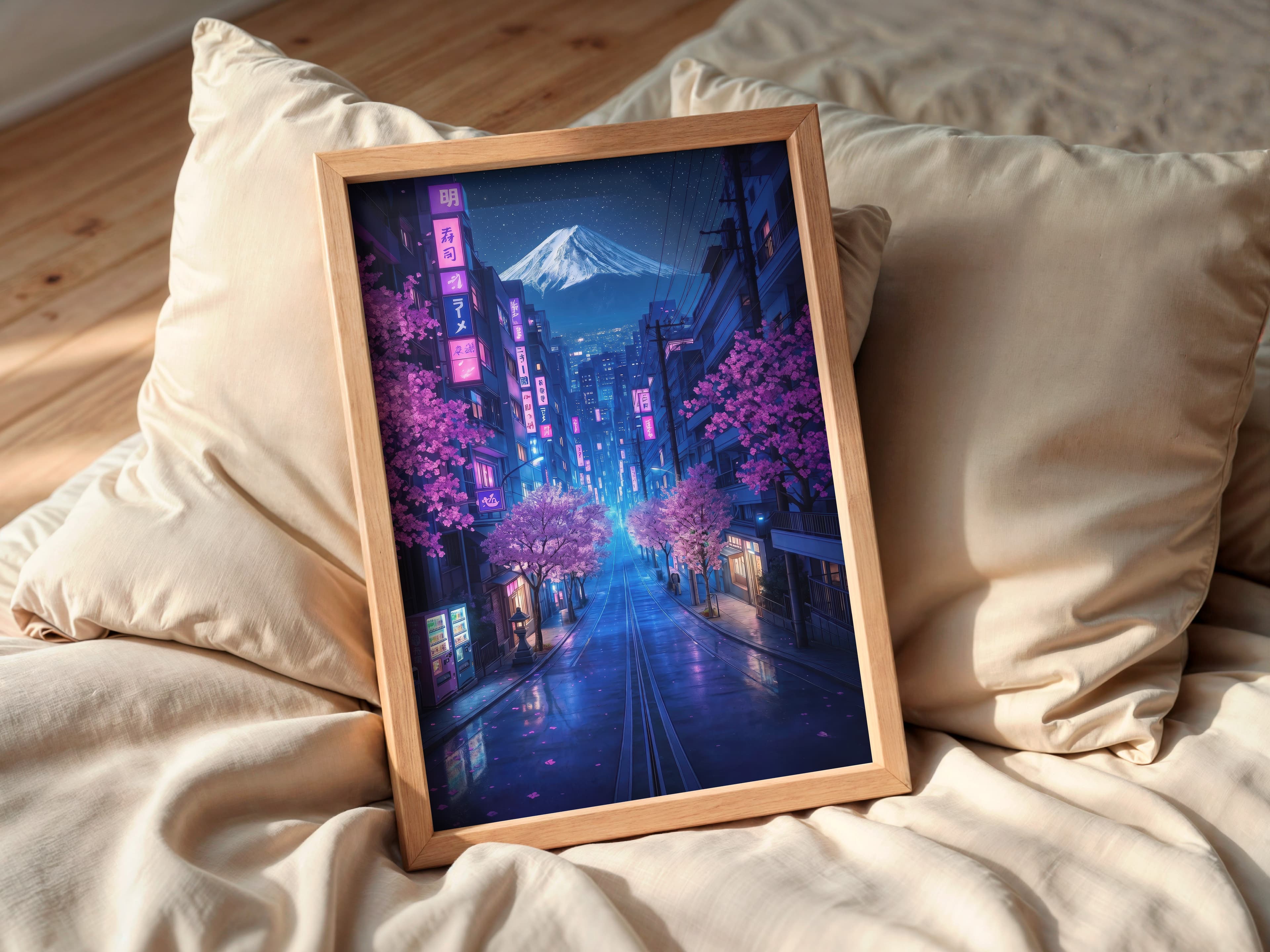 Fuji Cherry Blossom Neon Print