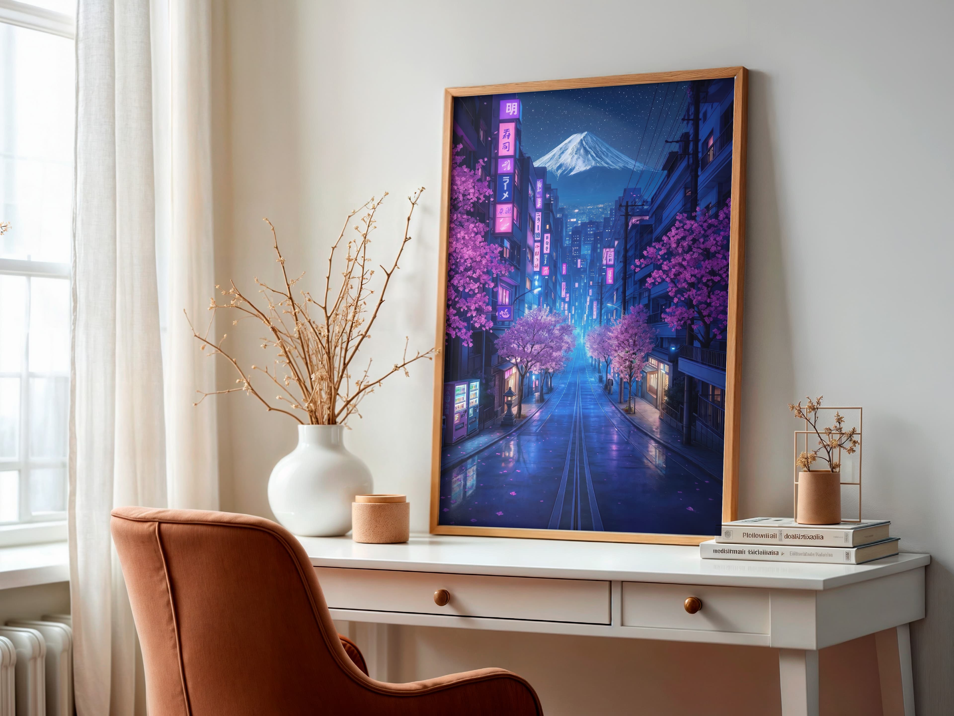 Fuji Cherry Blossom Neon Print