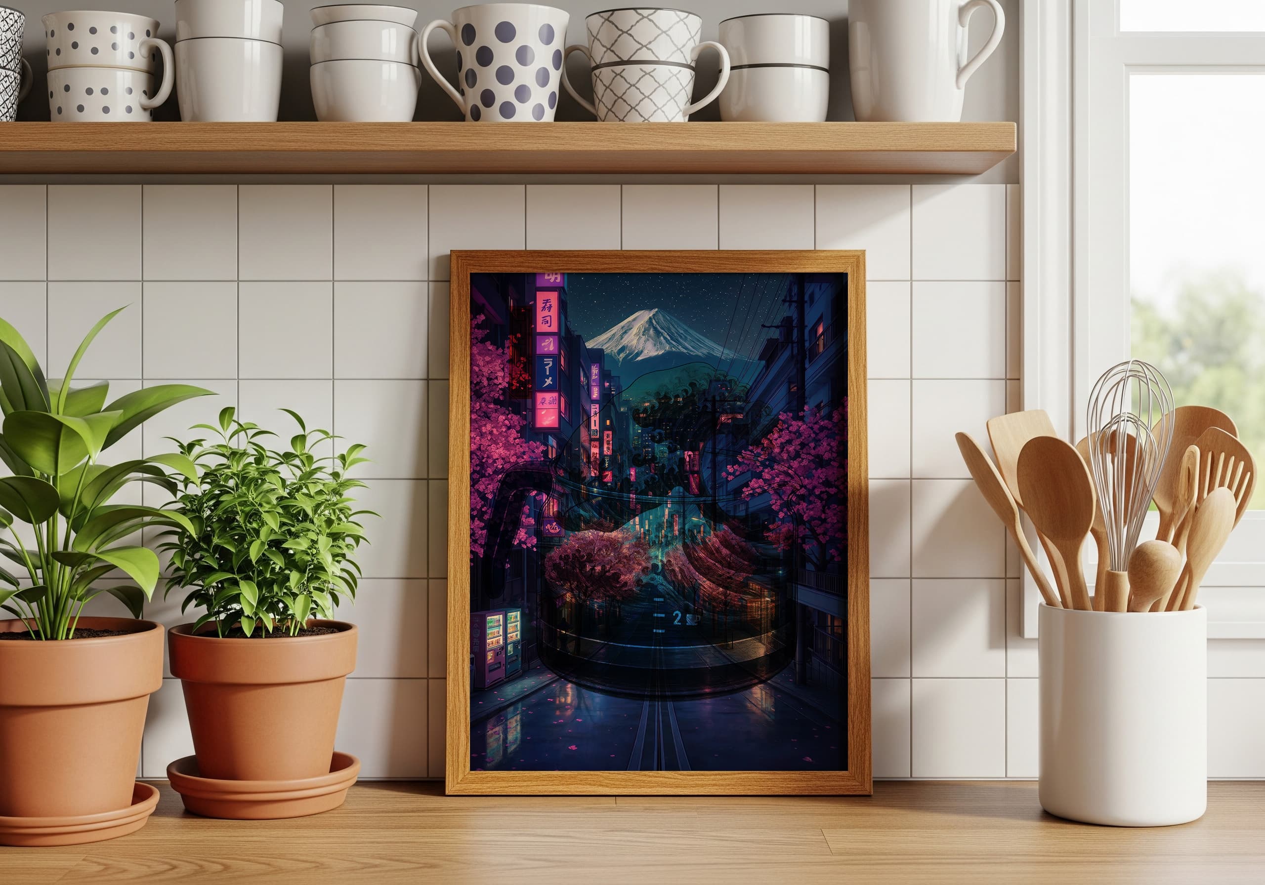 Fuji Cherry Blossom Neon Print