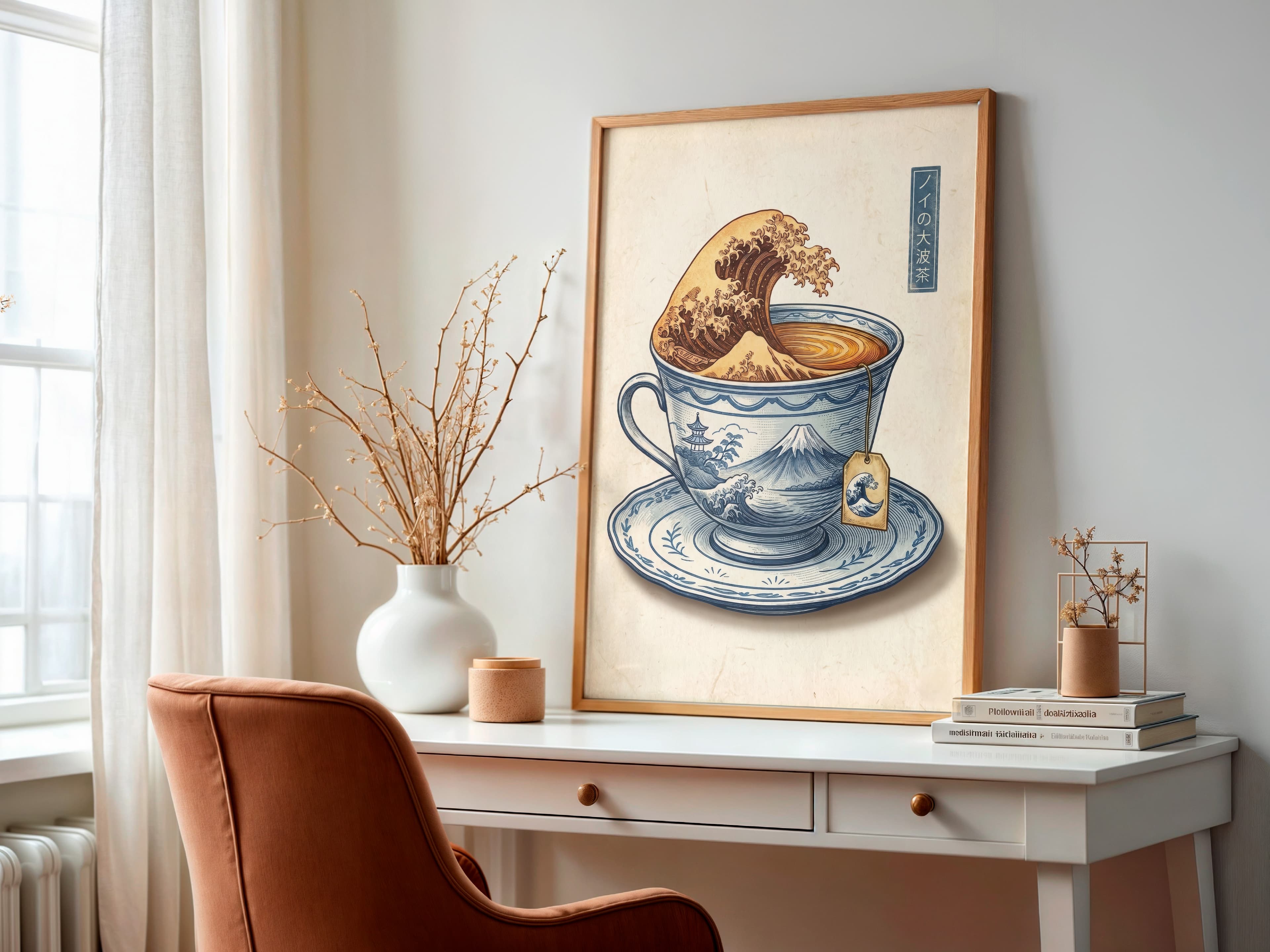 Japanese Wave Teacup Art Print – Hokusai Style