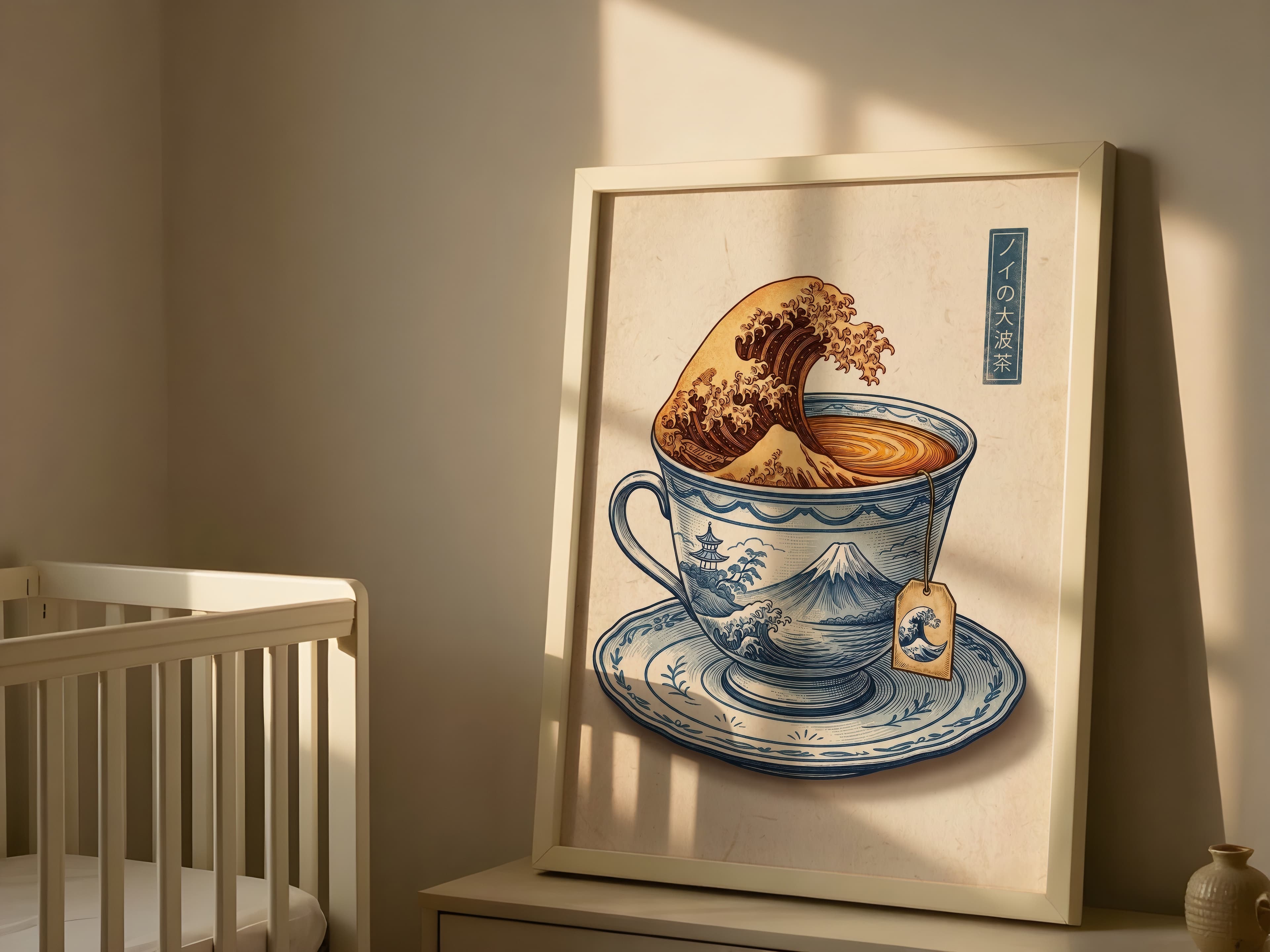 Japanese Wave Teacup Art Print – Hokusai Style