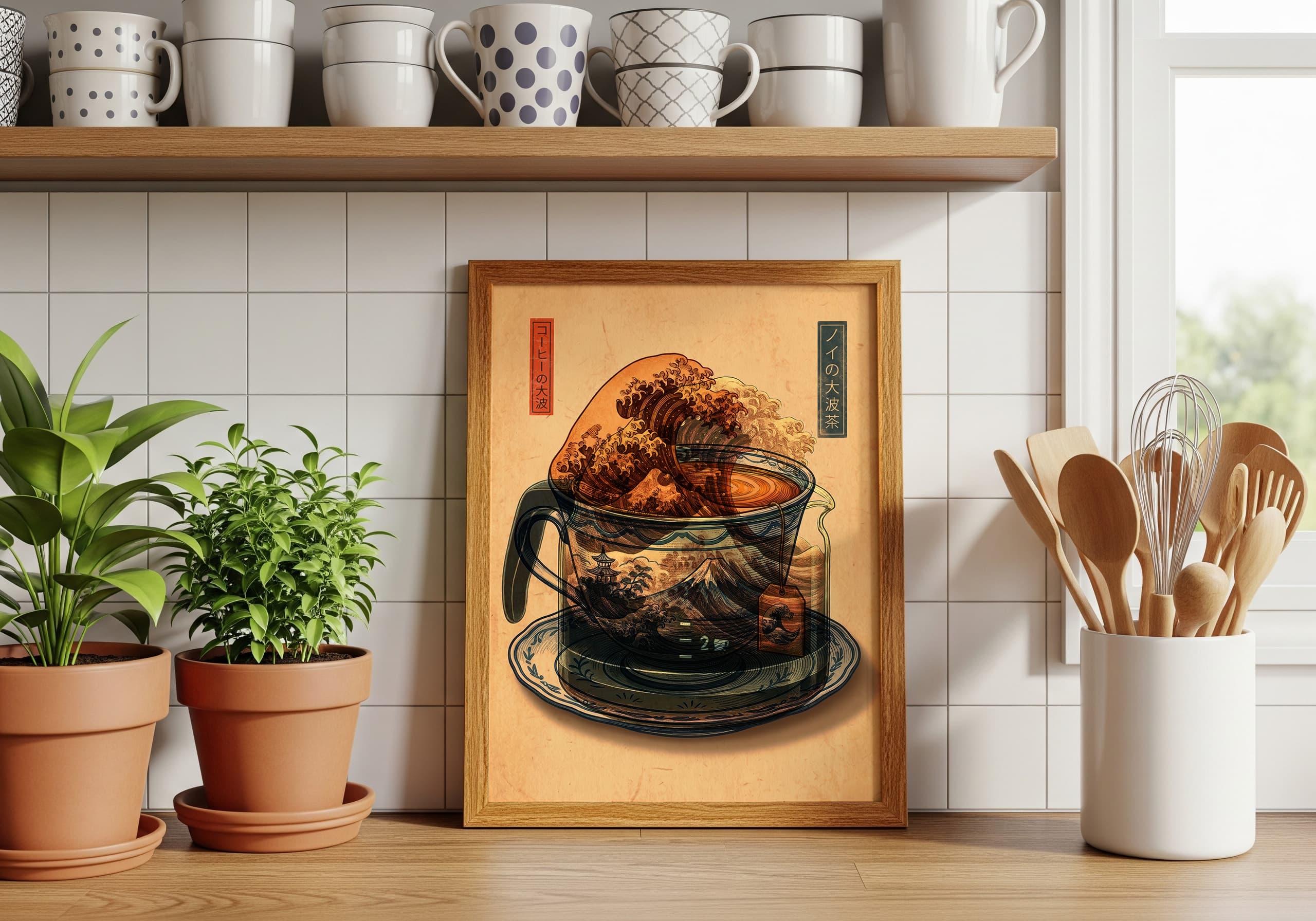Japanese Wave Teacup Art Print – Hokusai Style