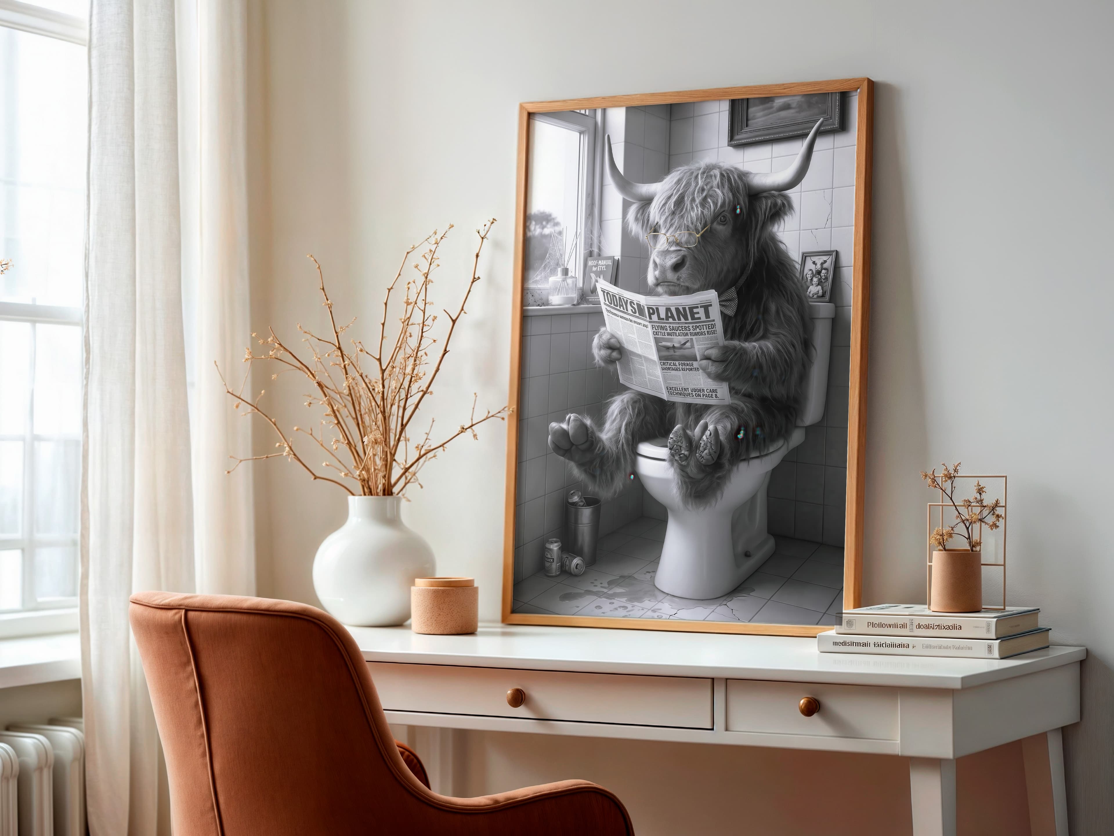 Highland Cow Toilet Print
