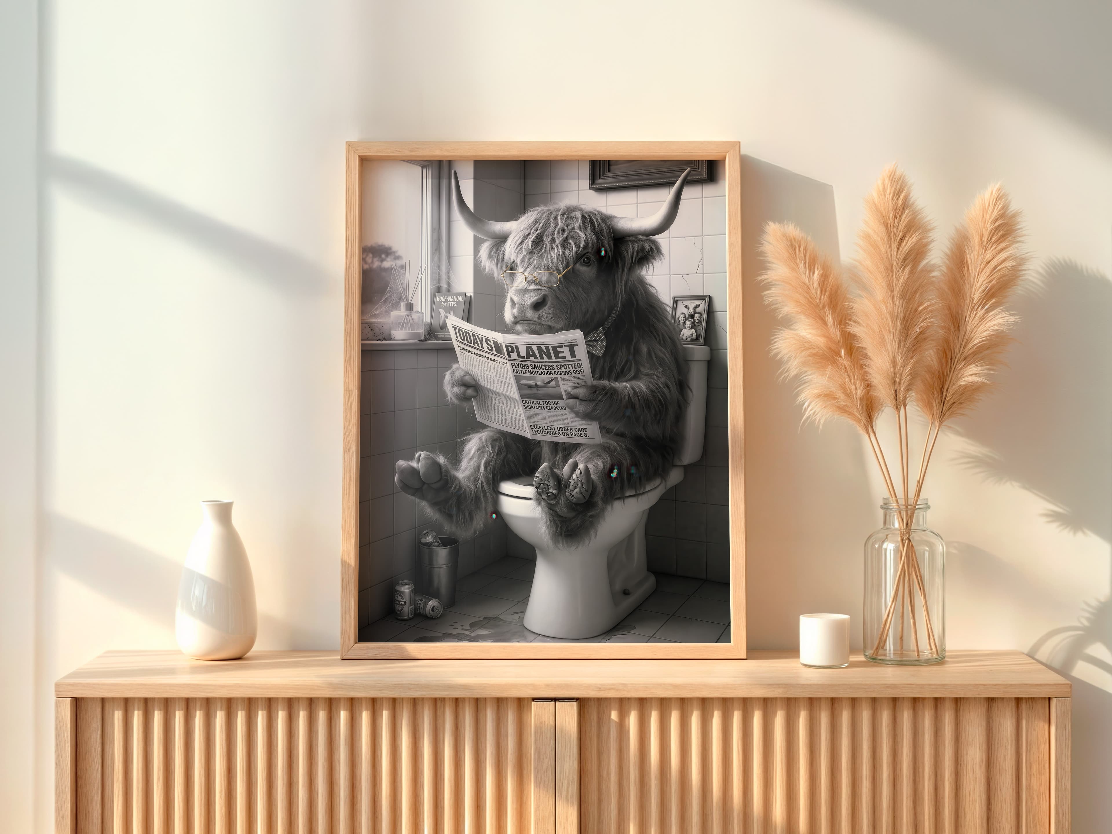 Highland Cow Toilet Print