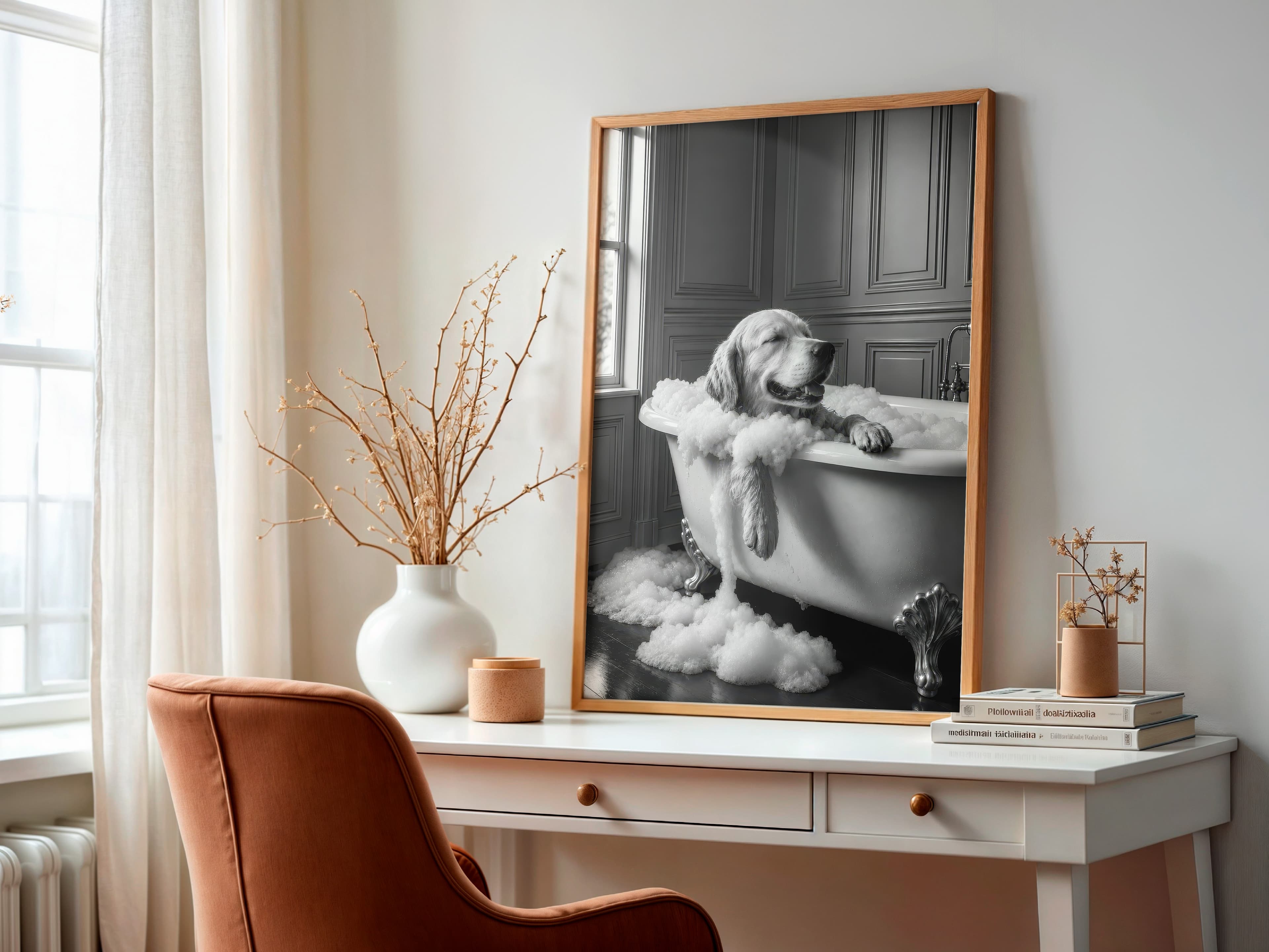 Golden Retriever Bathtub Print