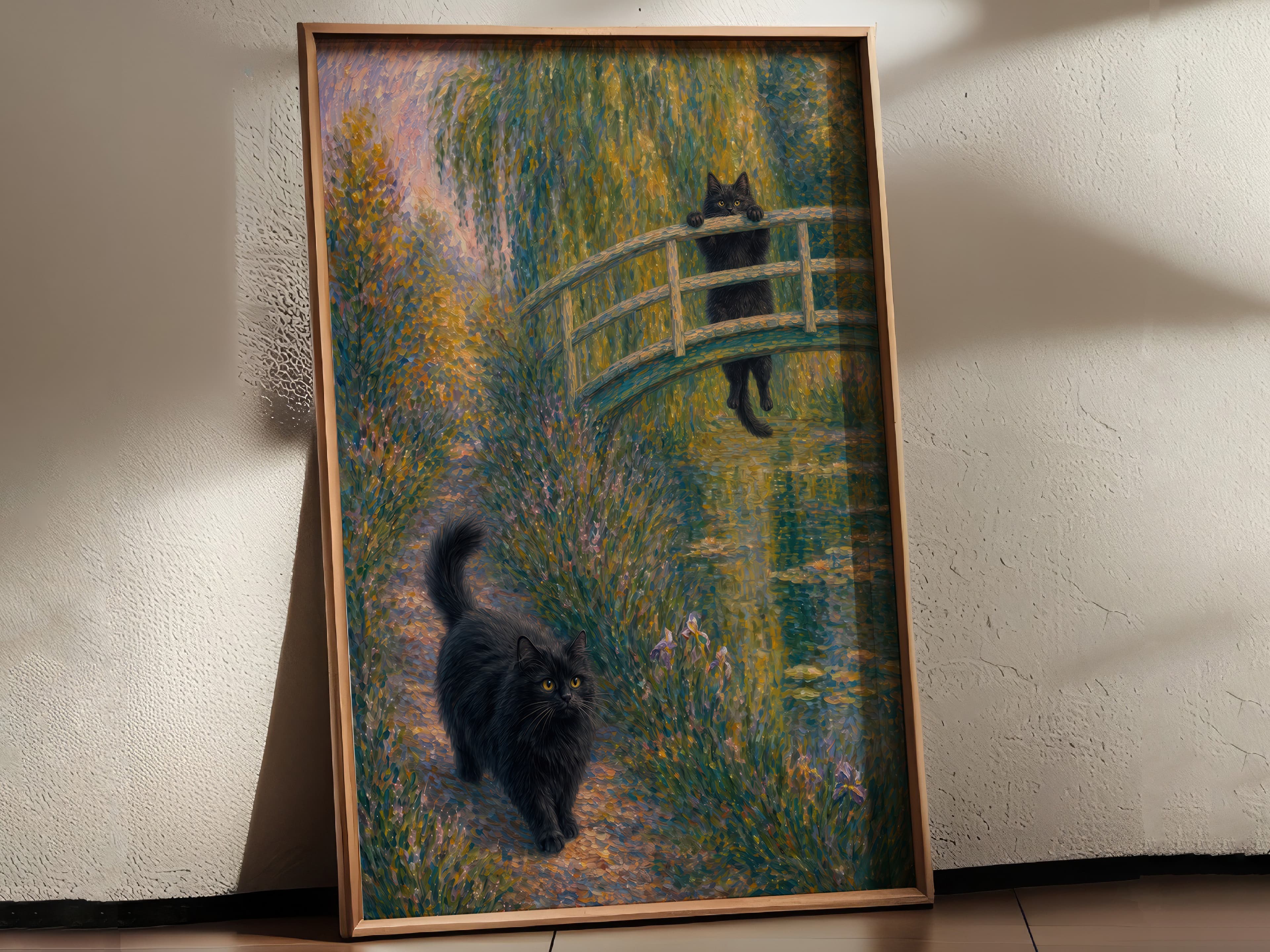 Black Cat Garden Print