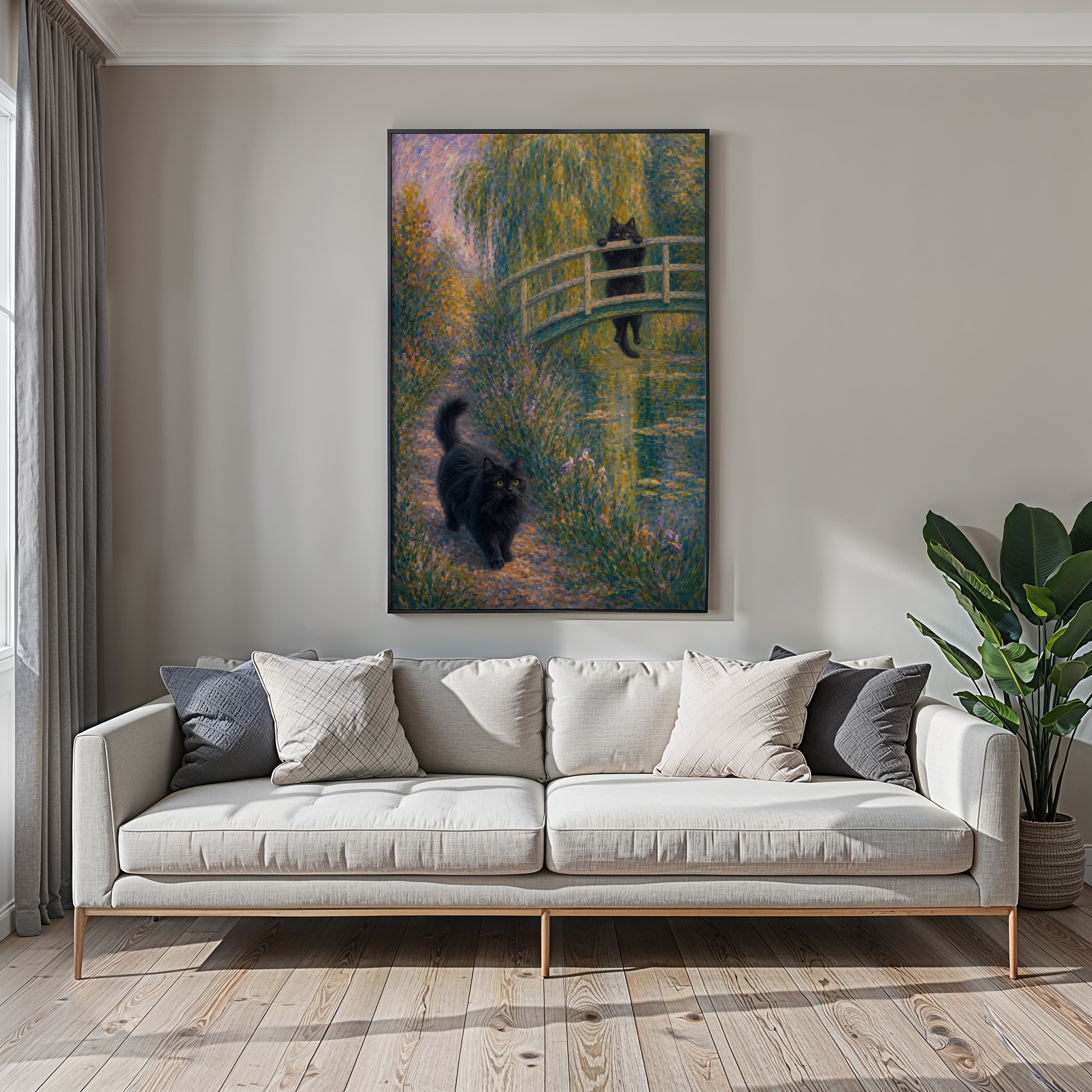 Black Cat Garden Print