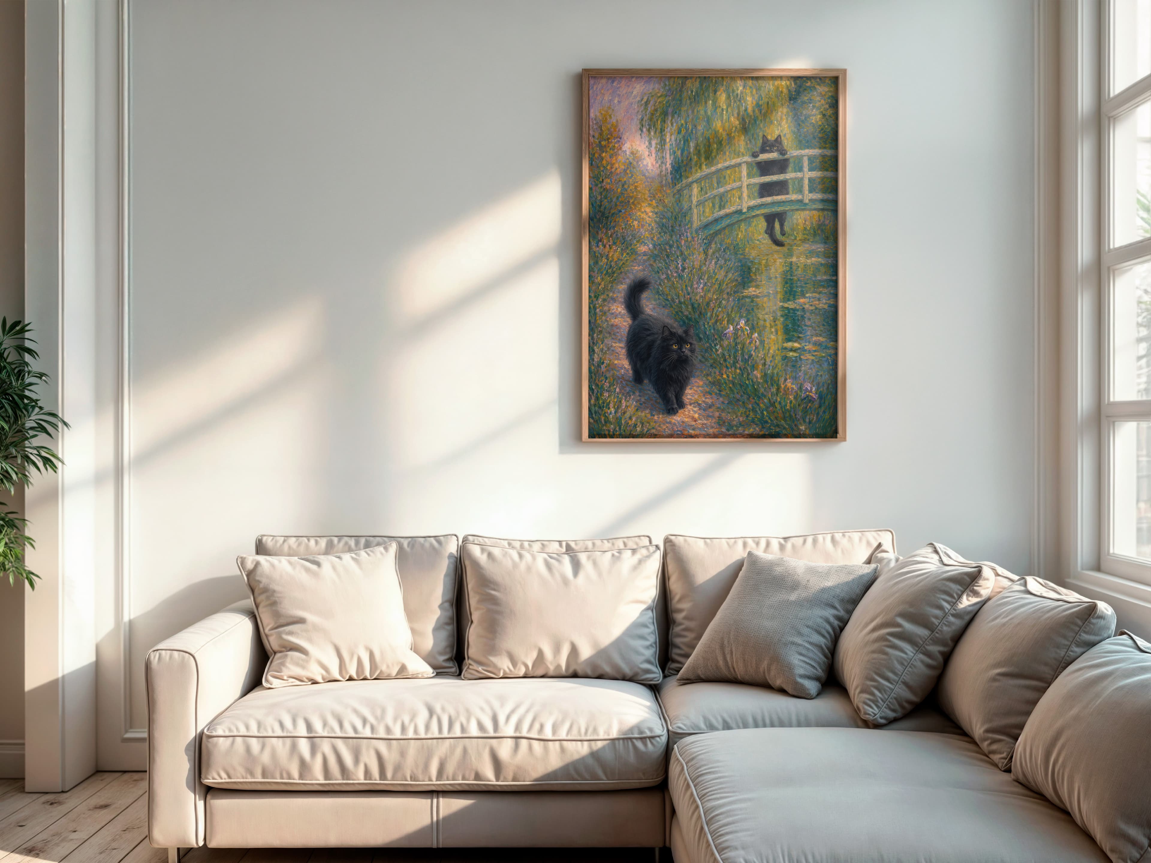 Black Cat Garden Print