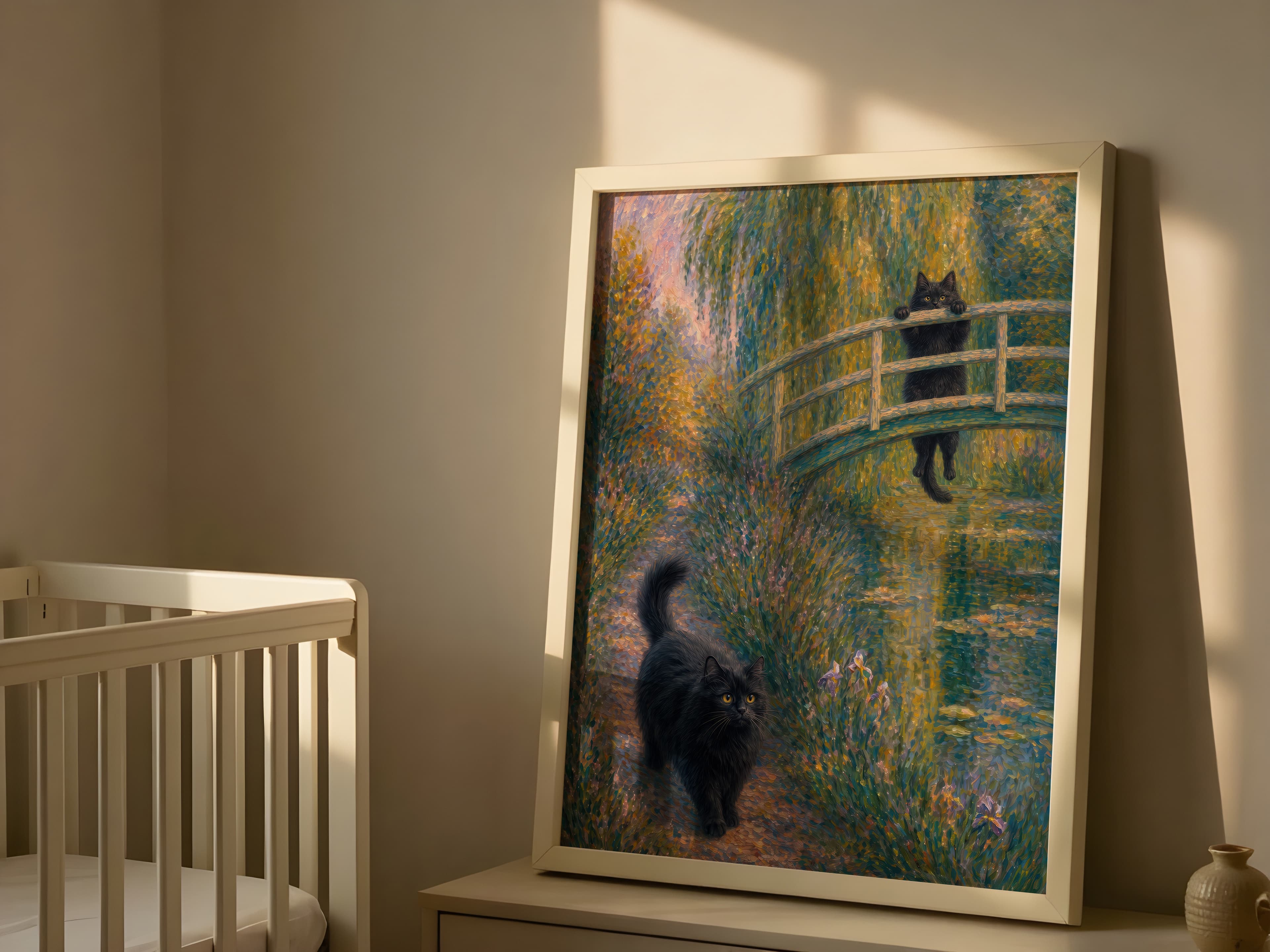 Black Cat Garden Print
