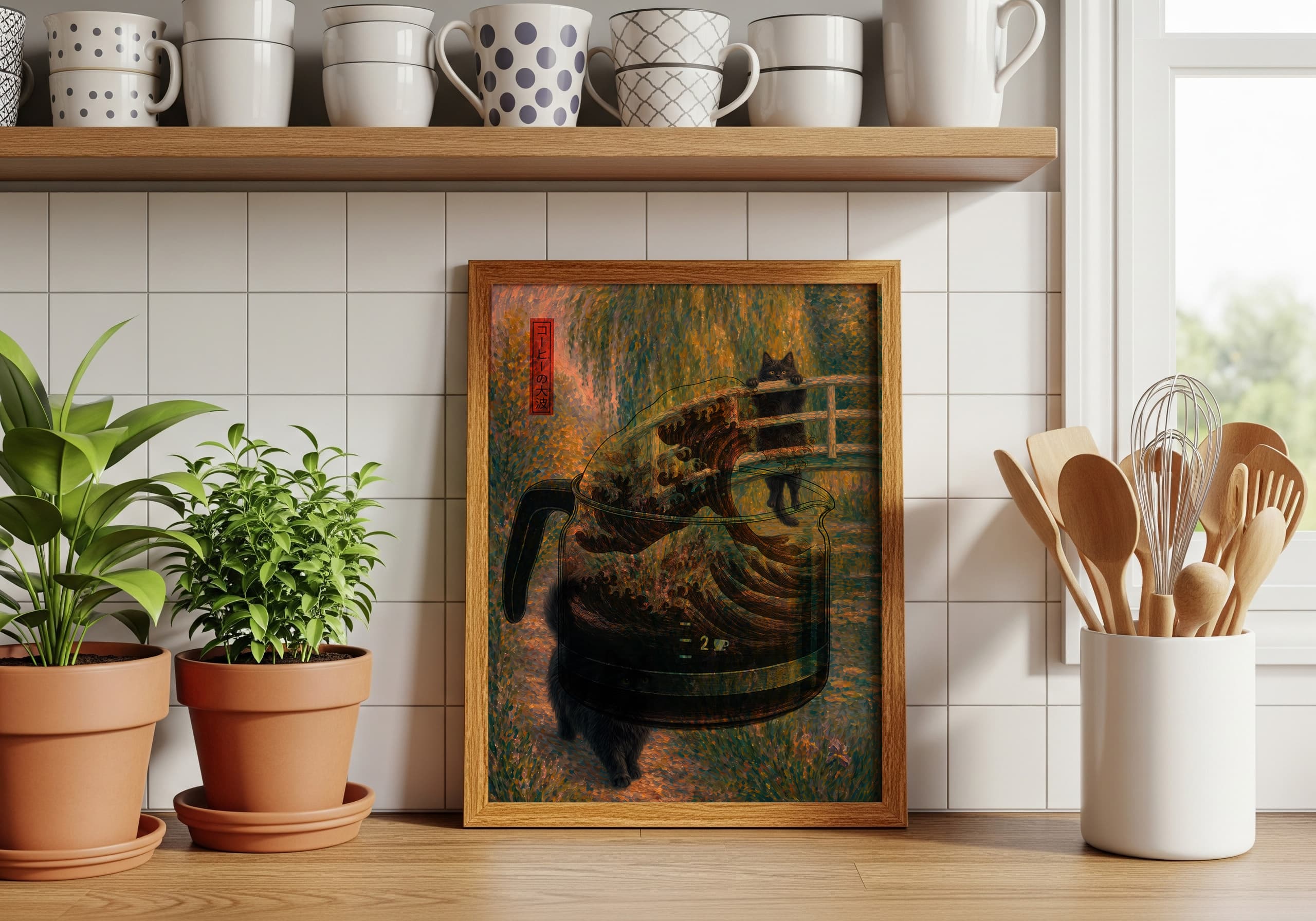 Black Cat Garden Print