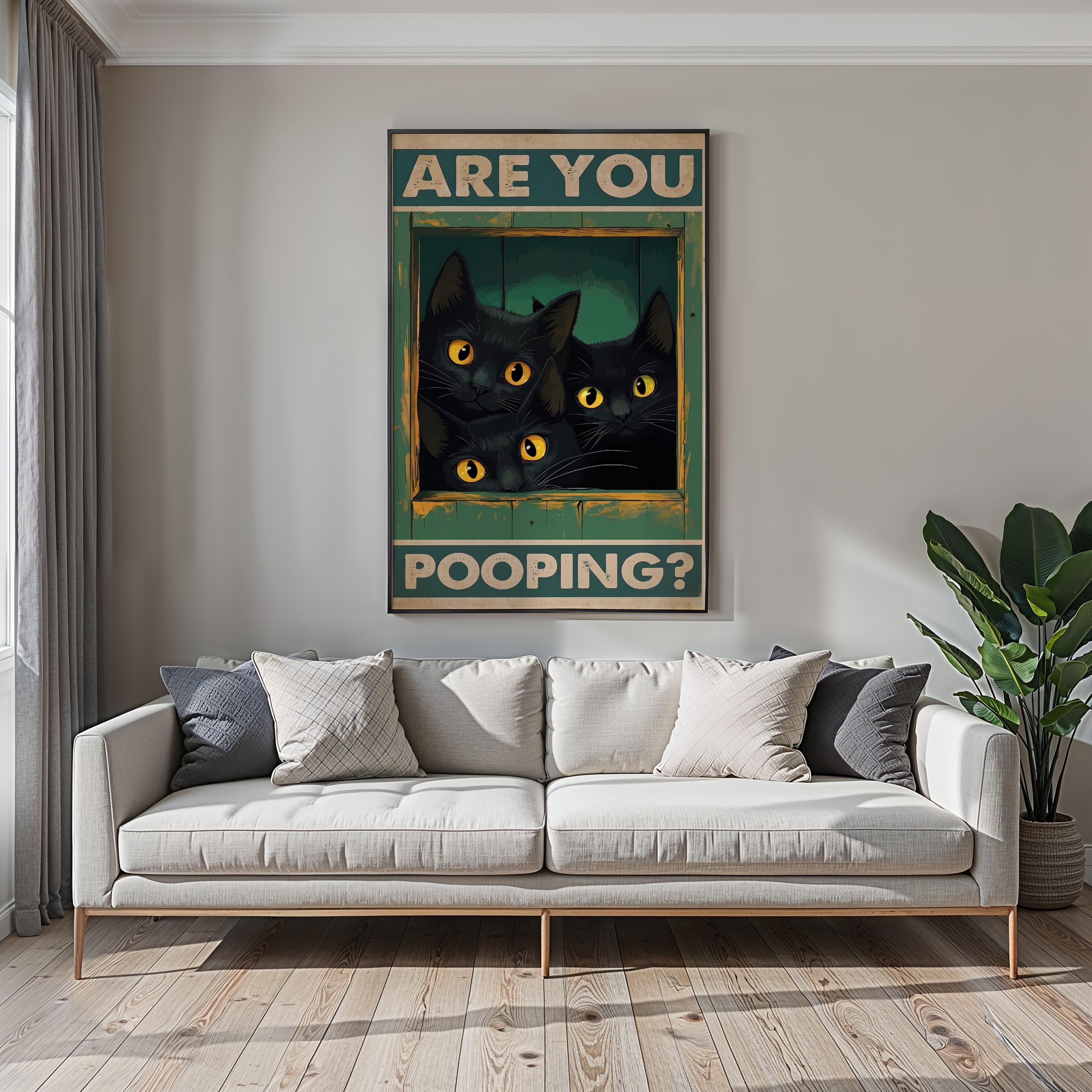 Black Cat Bathroom Print