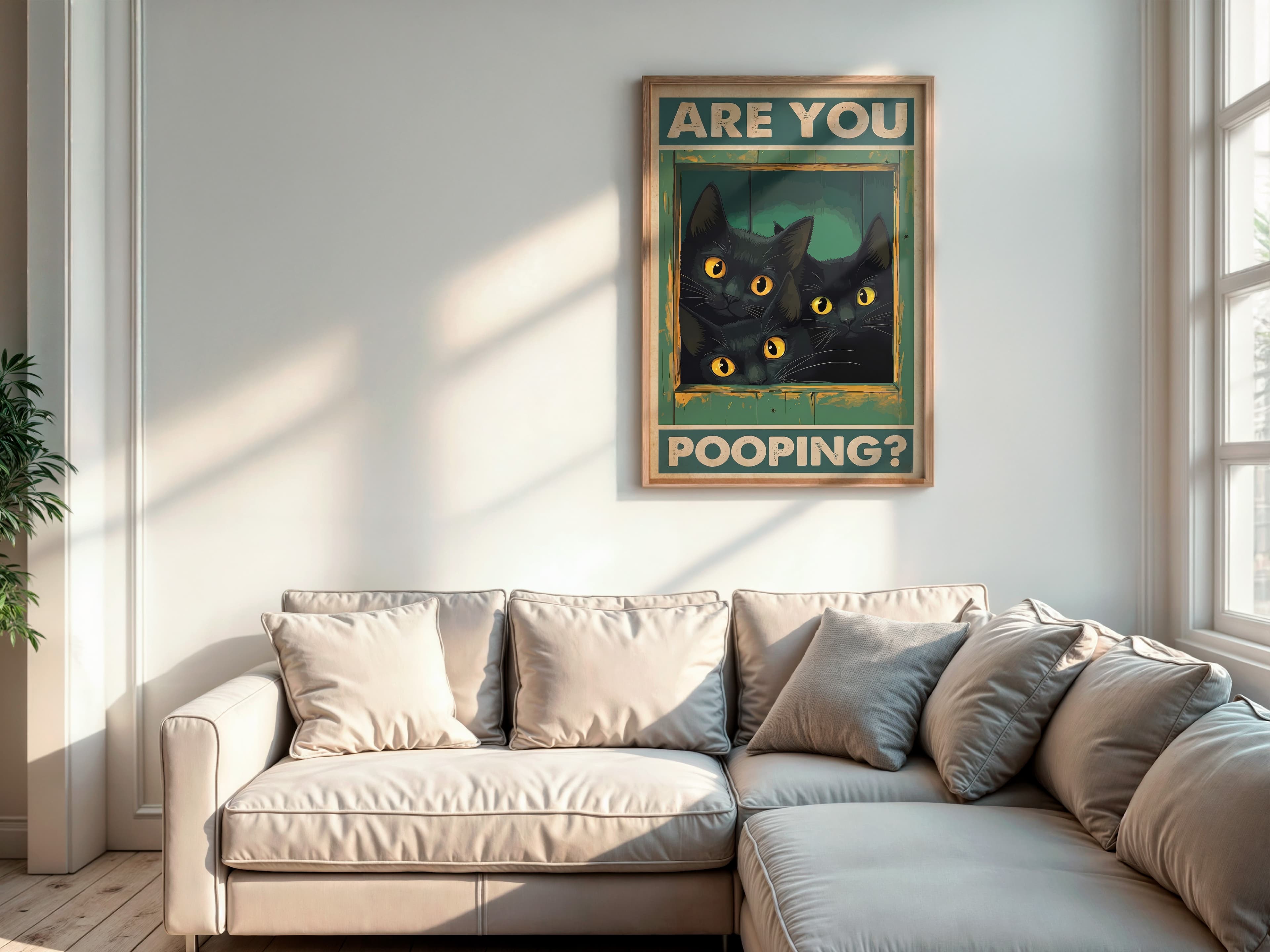 Black Cat Bathroom Print