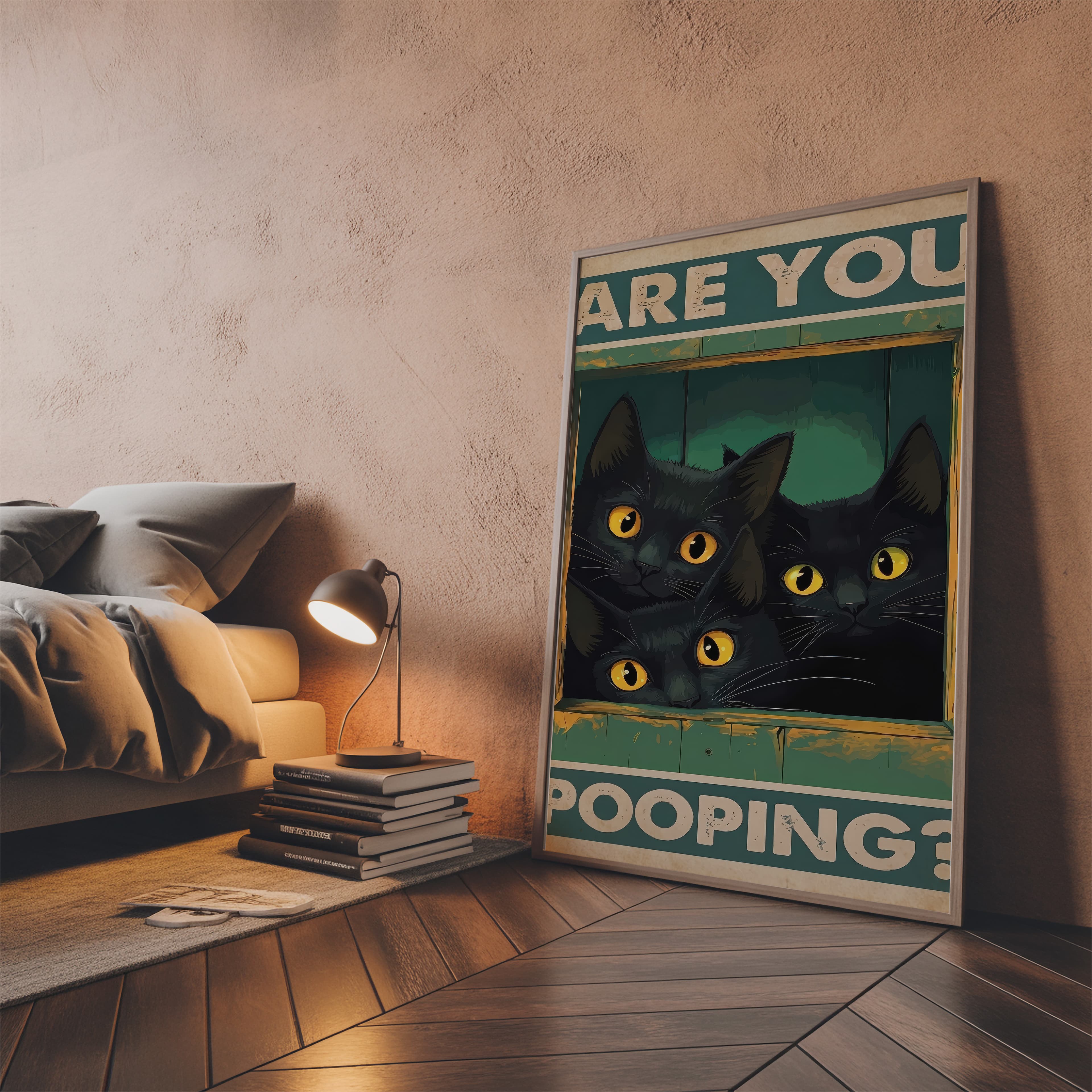 Black Cat Bathroom Print