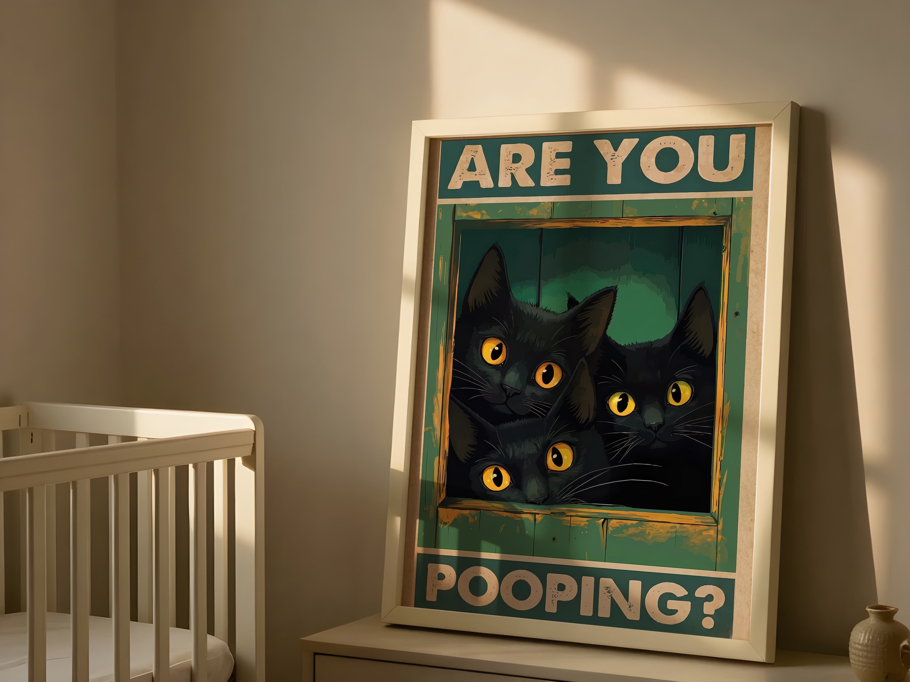 Black Cat Bathroom Print
