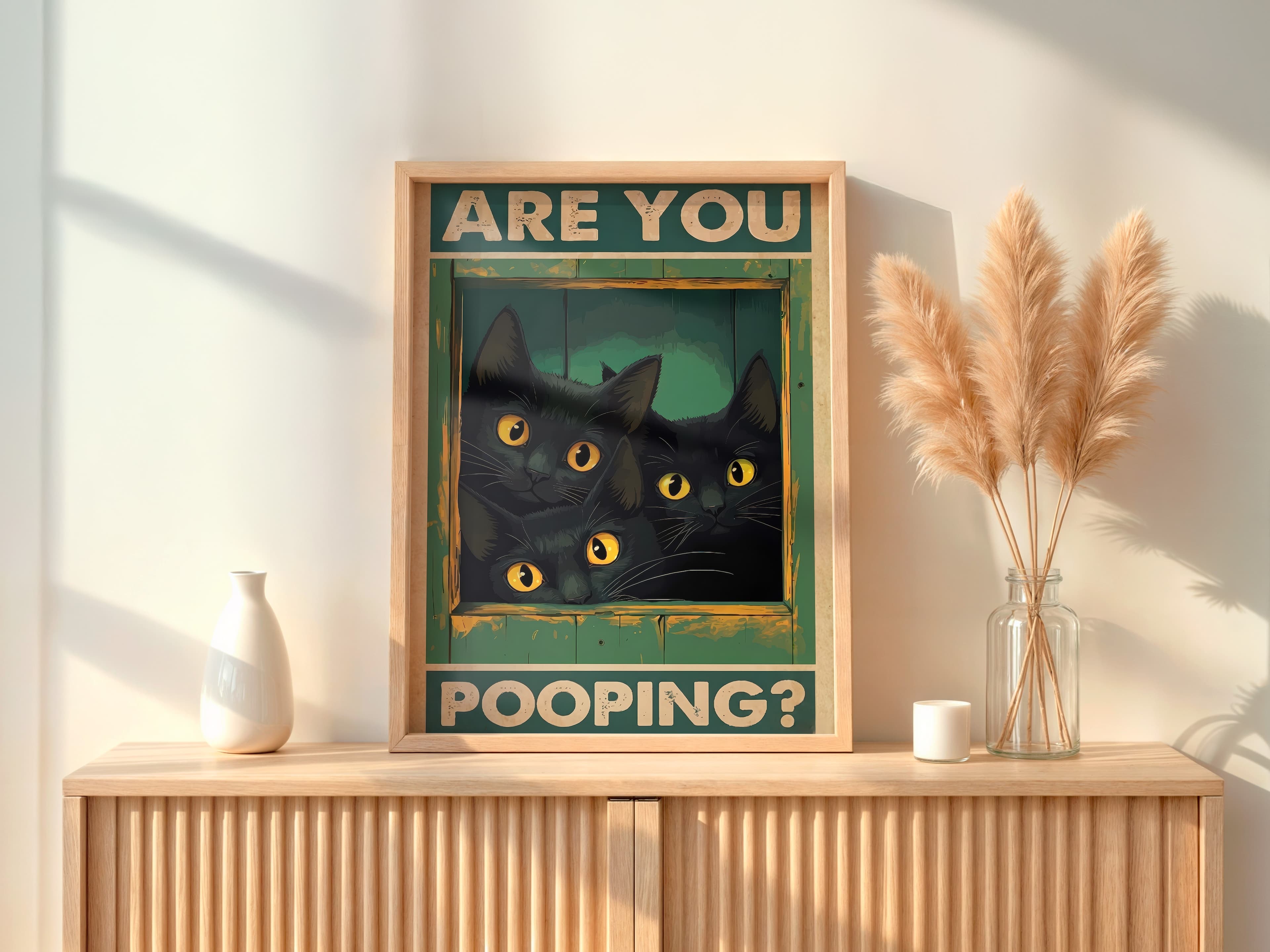 Black Cat Bathroom Print