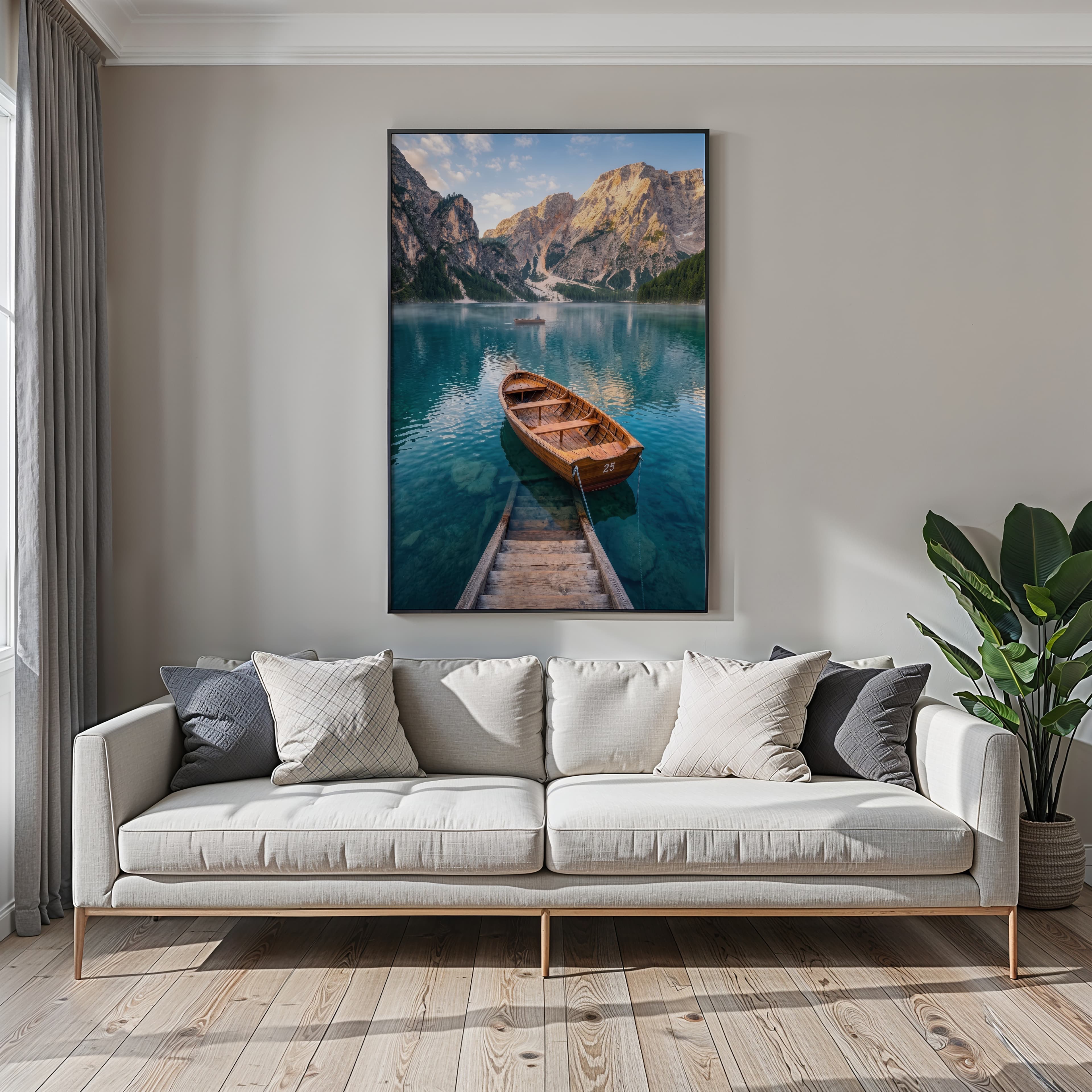 Mountain Lake Boat Print