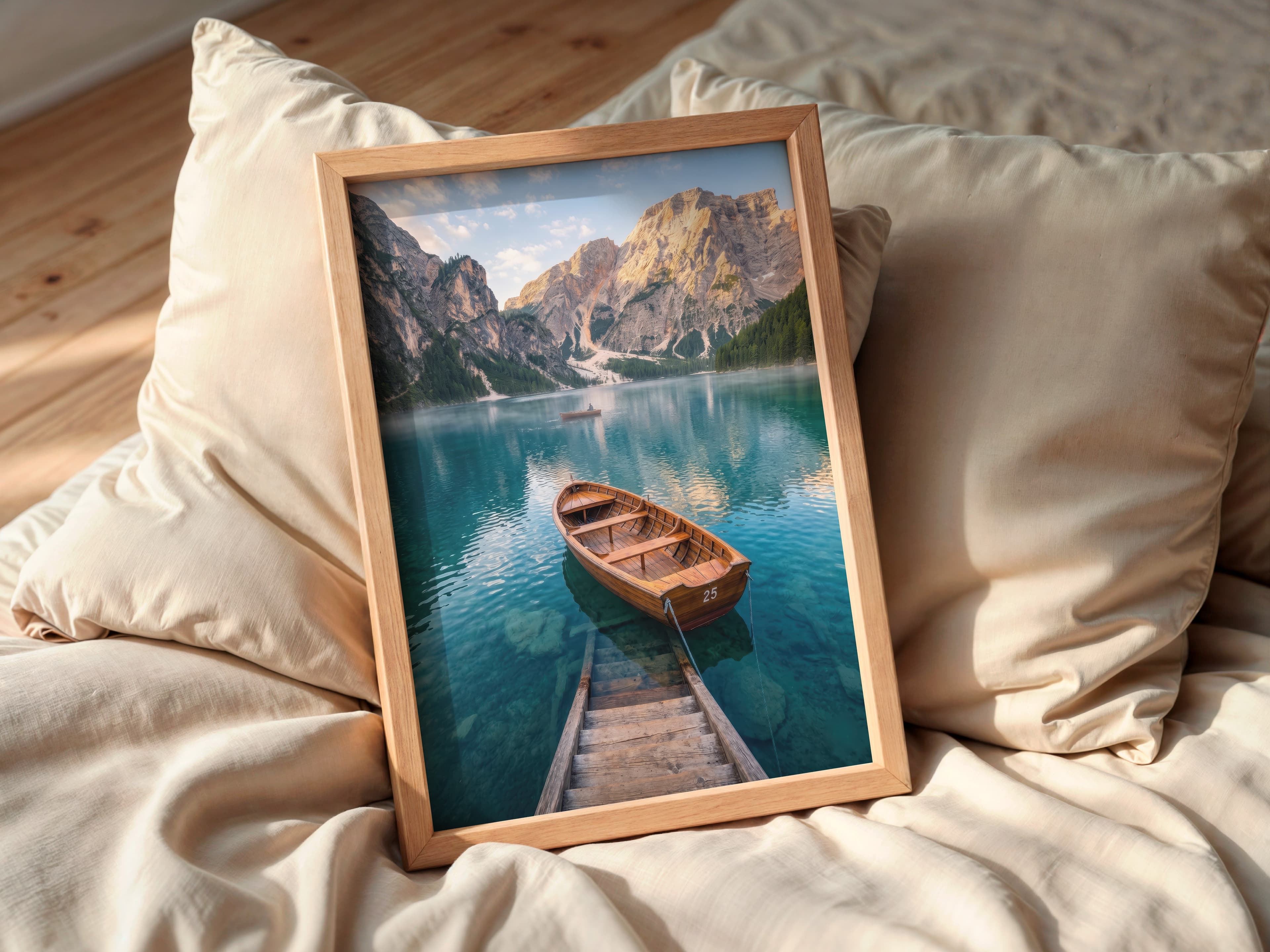Mountain Lake Boat Print
