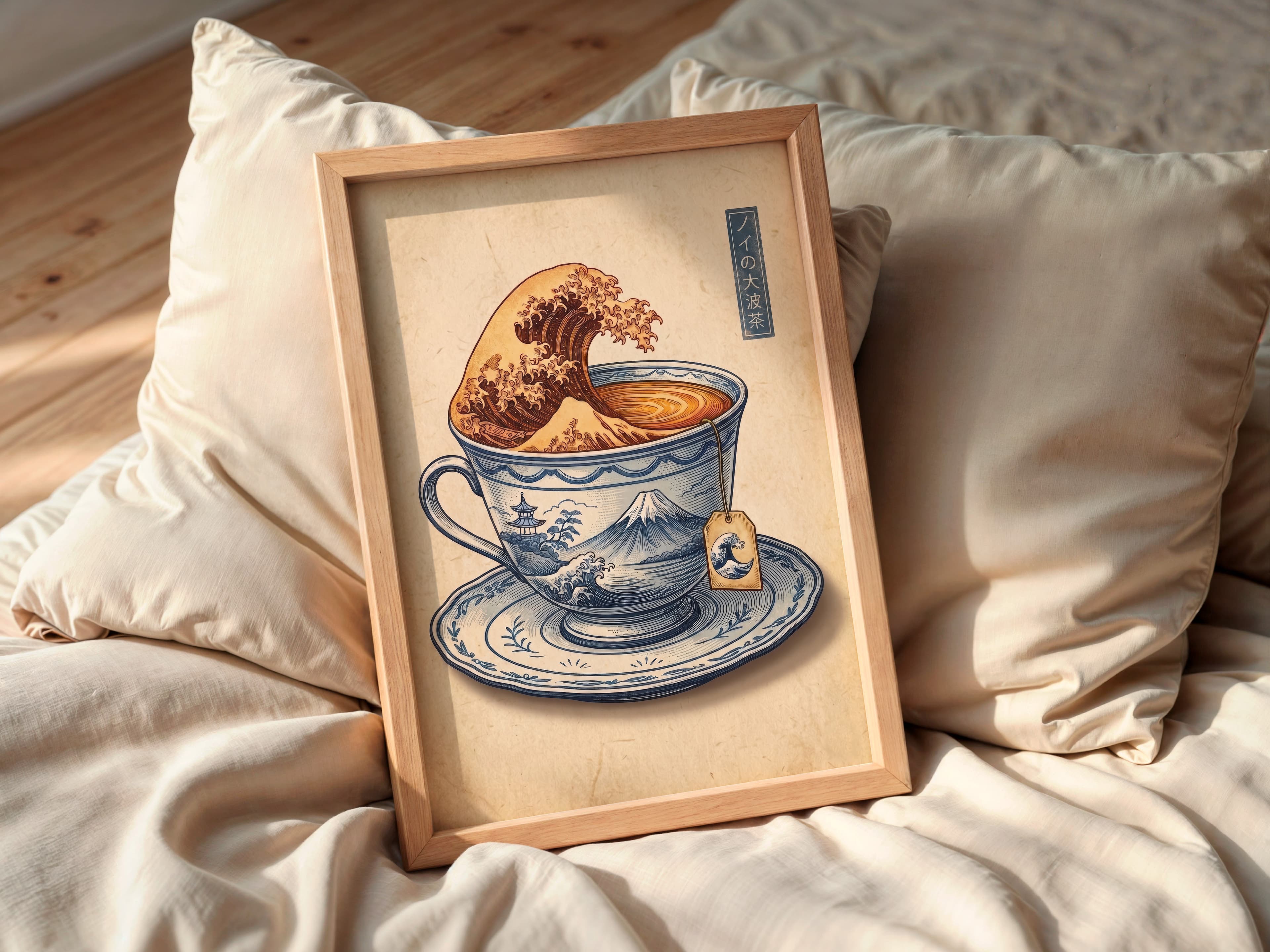 Japanese Wave Teacup Print
