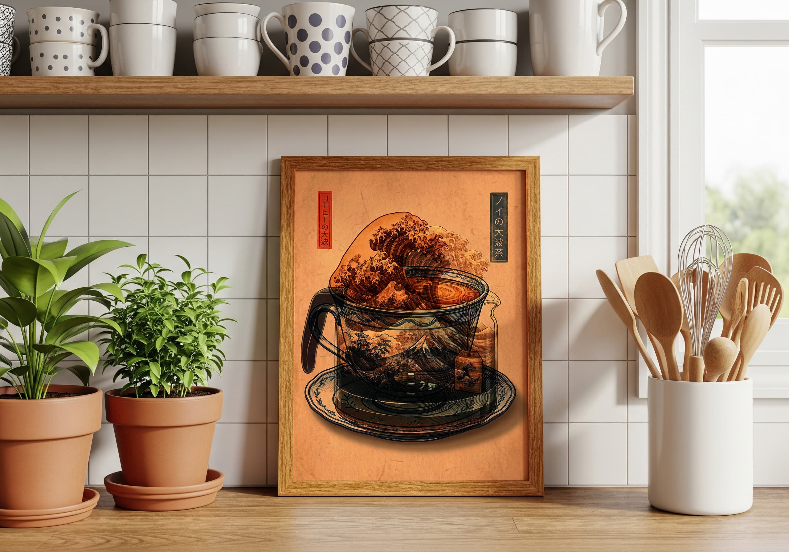 Japanese Wave Teacup Print