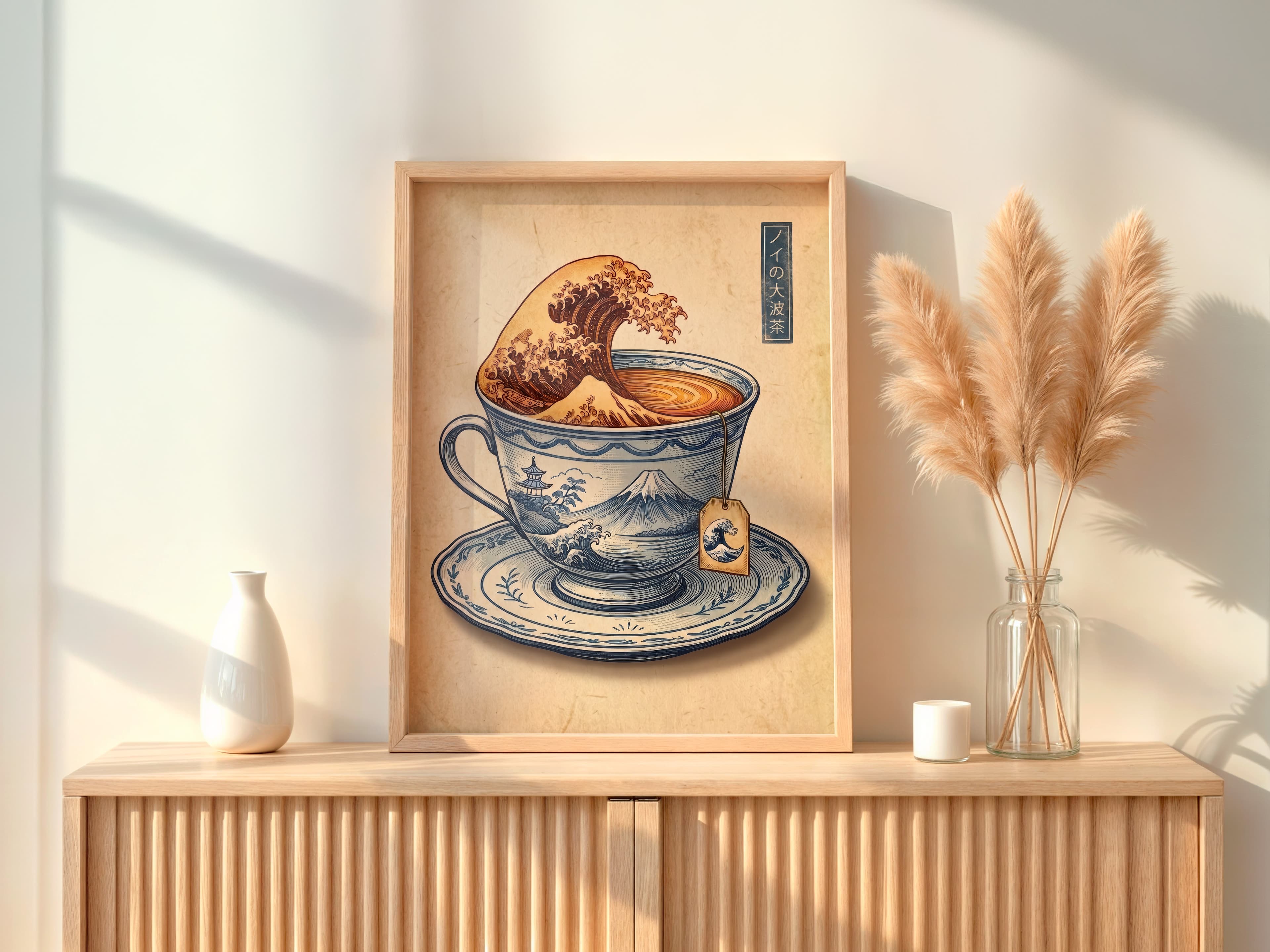 Japanese Wave Teacup Print