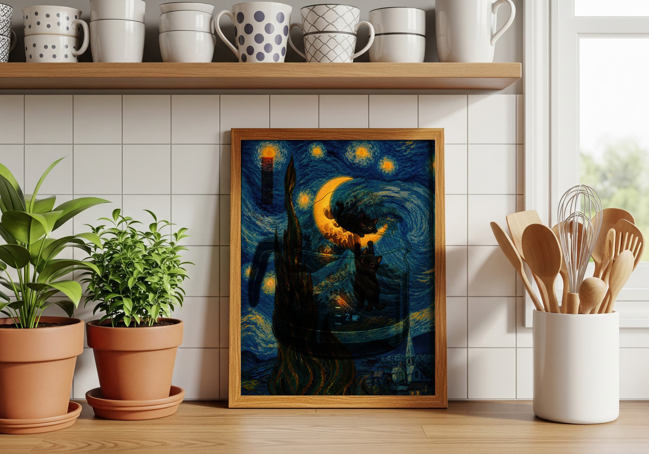 Black Cat Moon Print