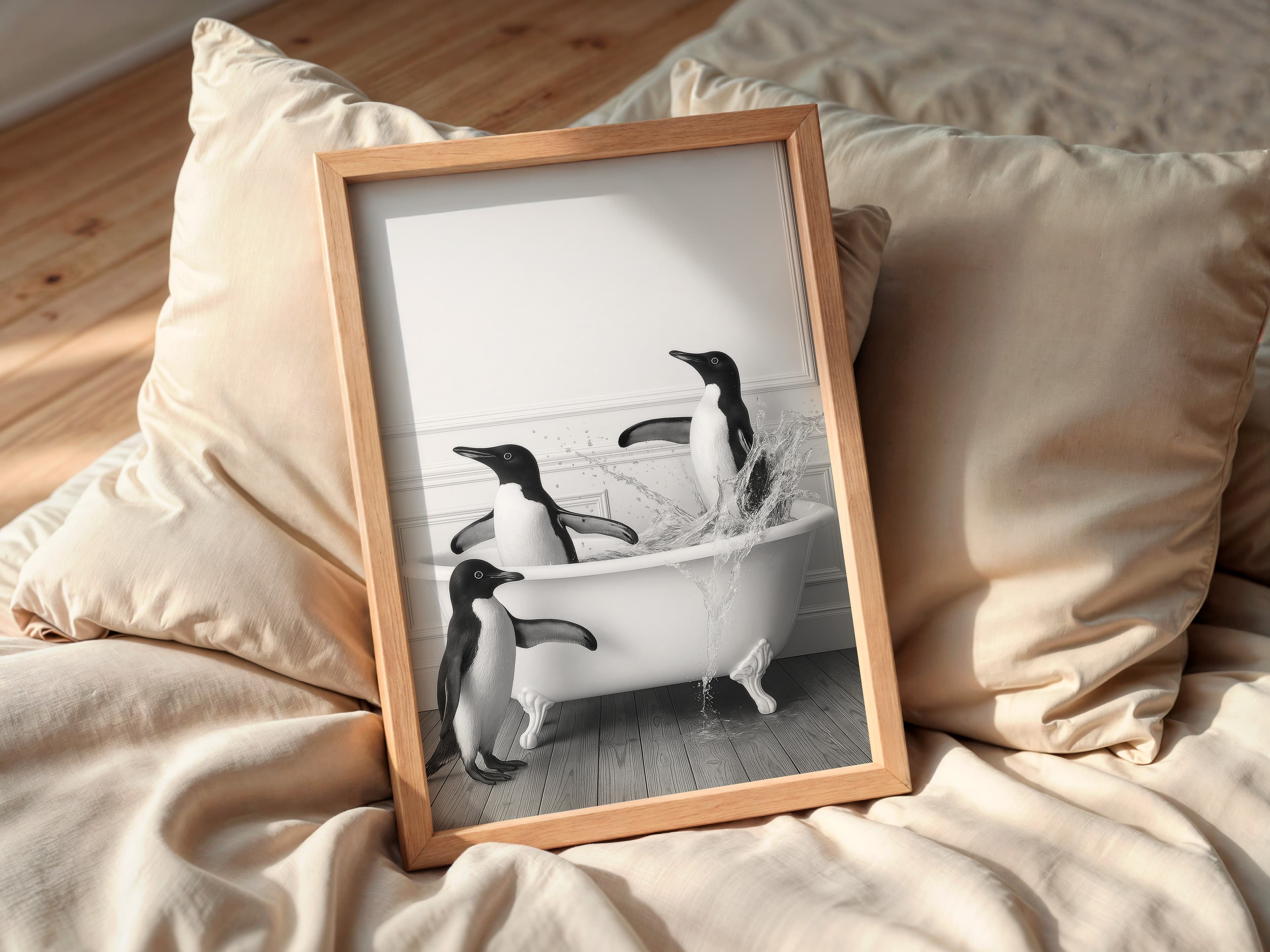 Penguin Bathtub Print