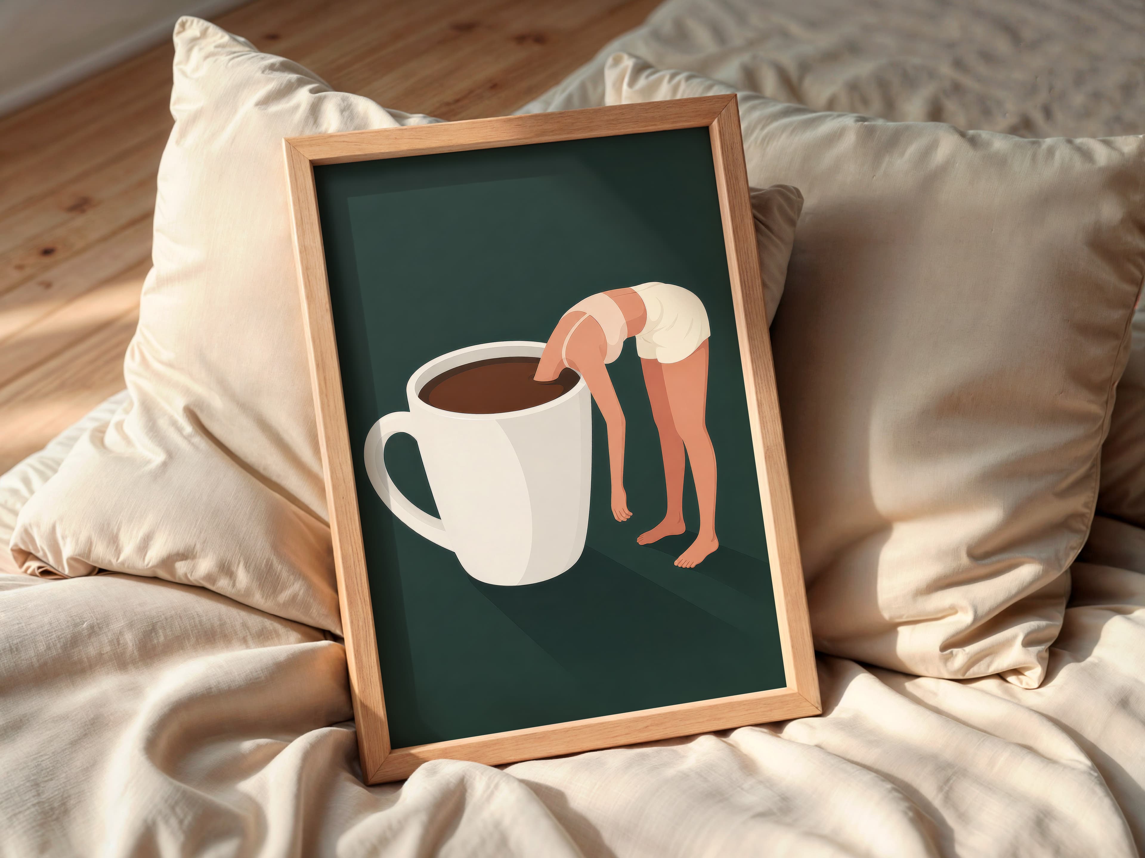 Woman in Coffee Cup Print
