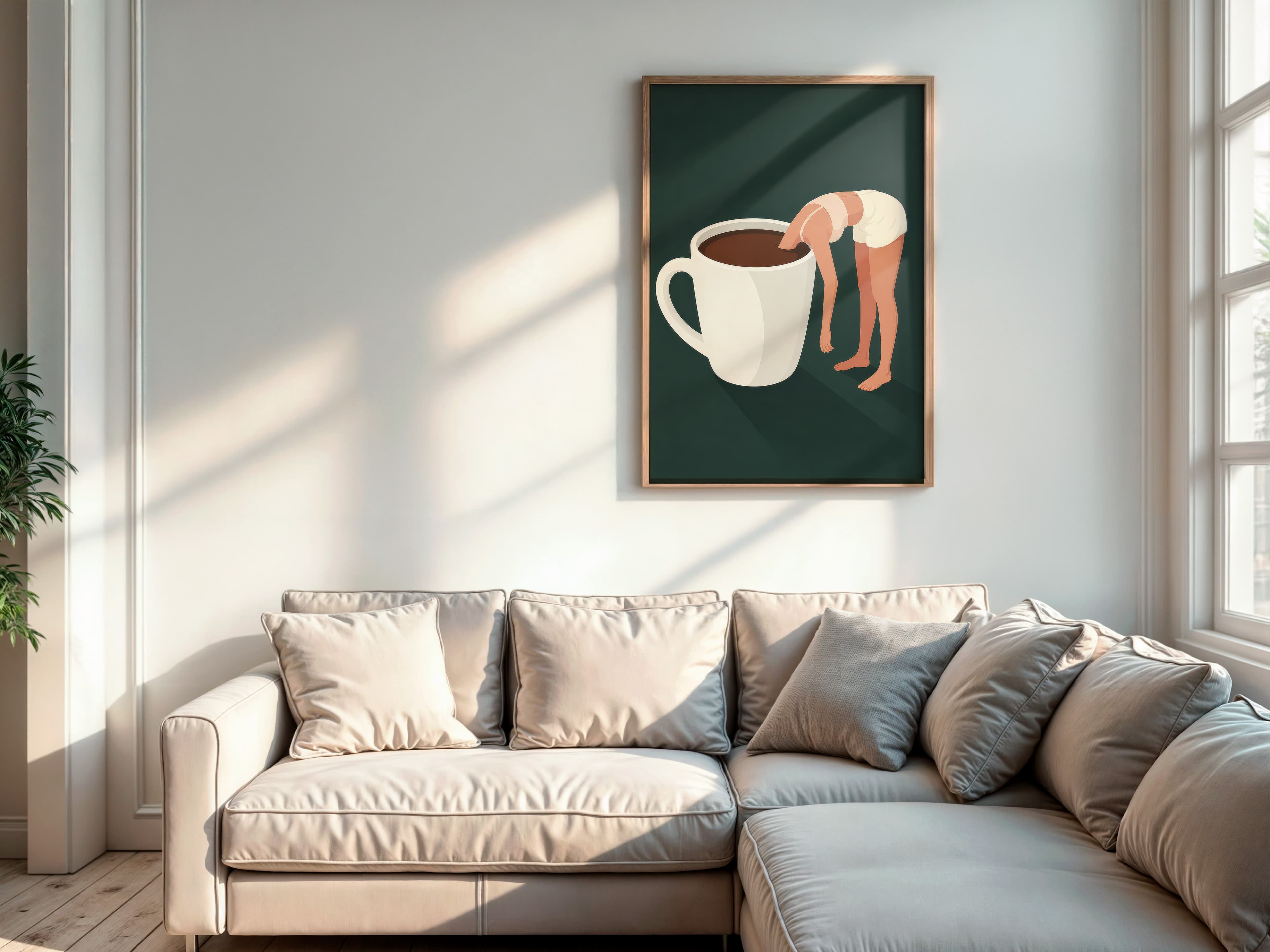Woman in Coffee Cup Print