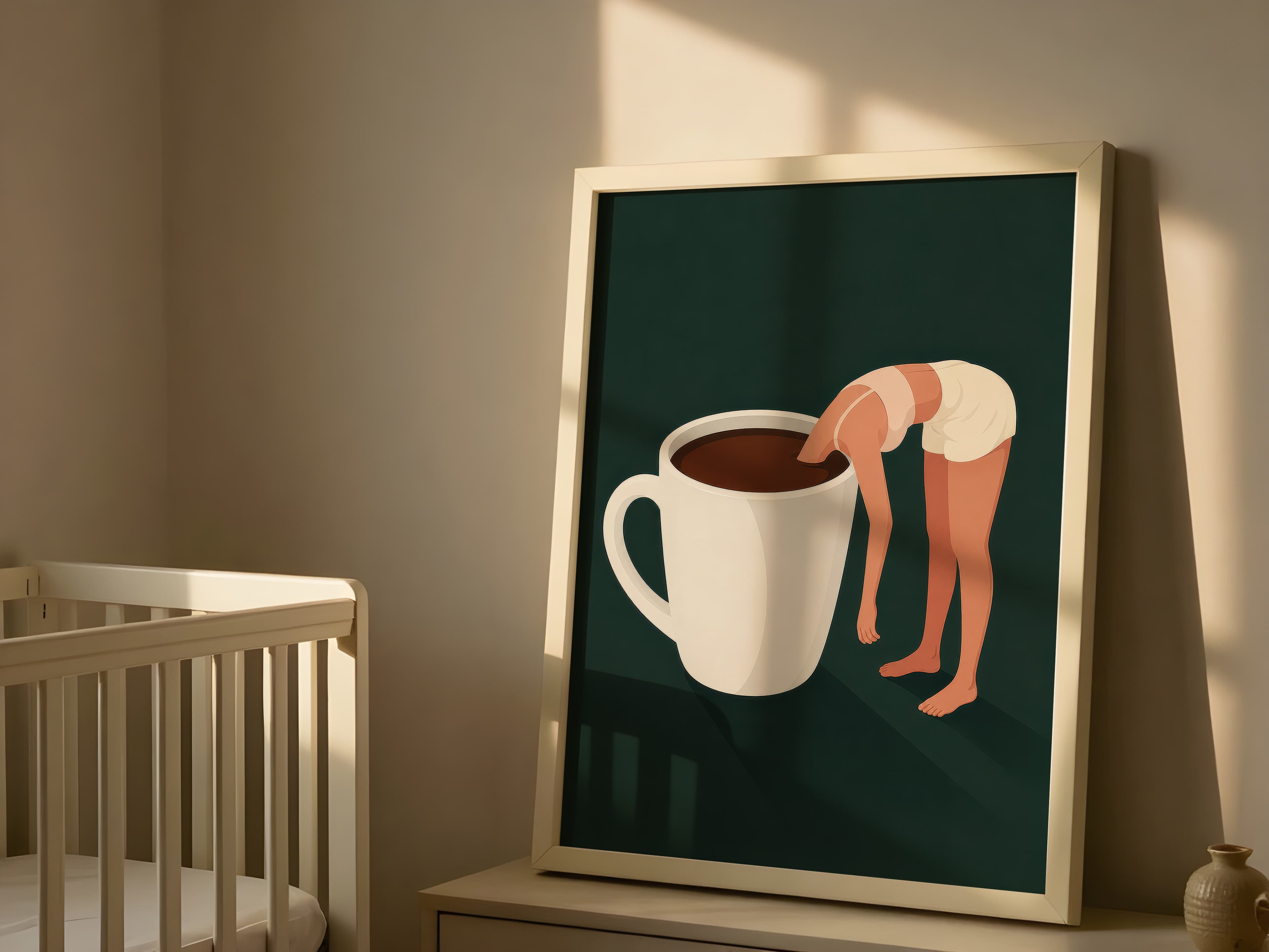 Woman in Coffee Cup Print
