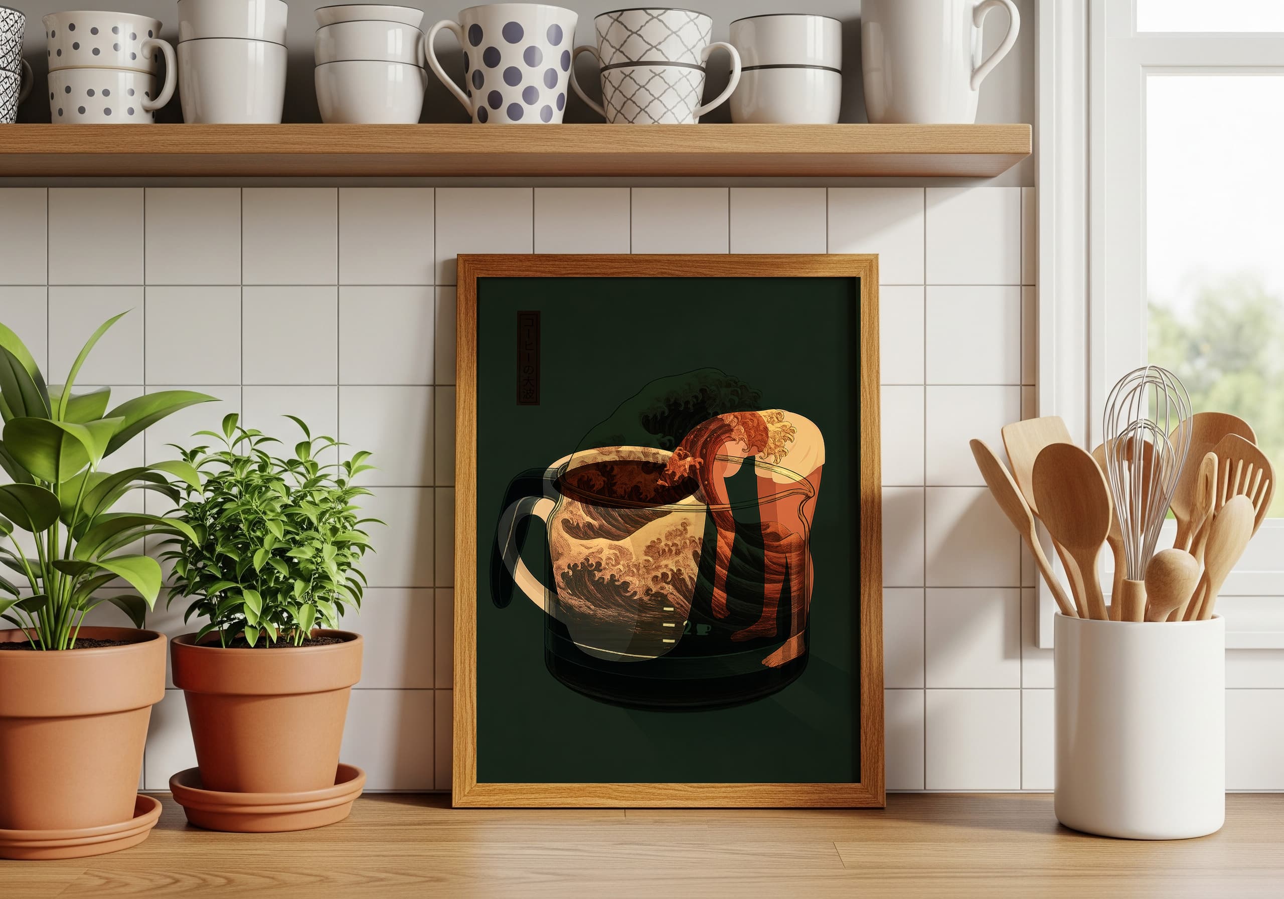 Woman in Coffee Cup Print