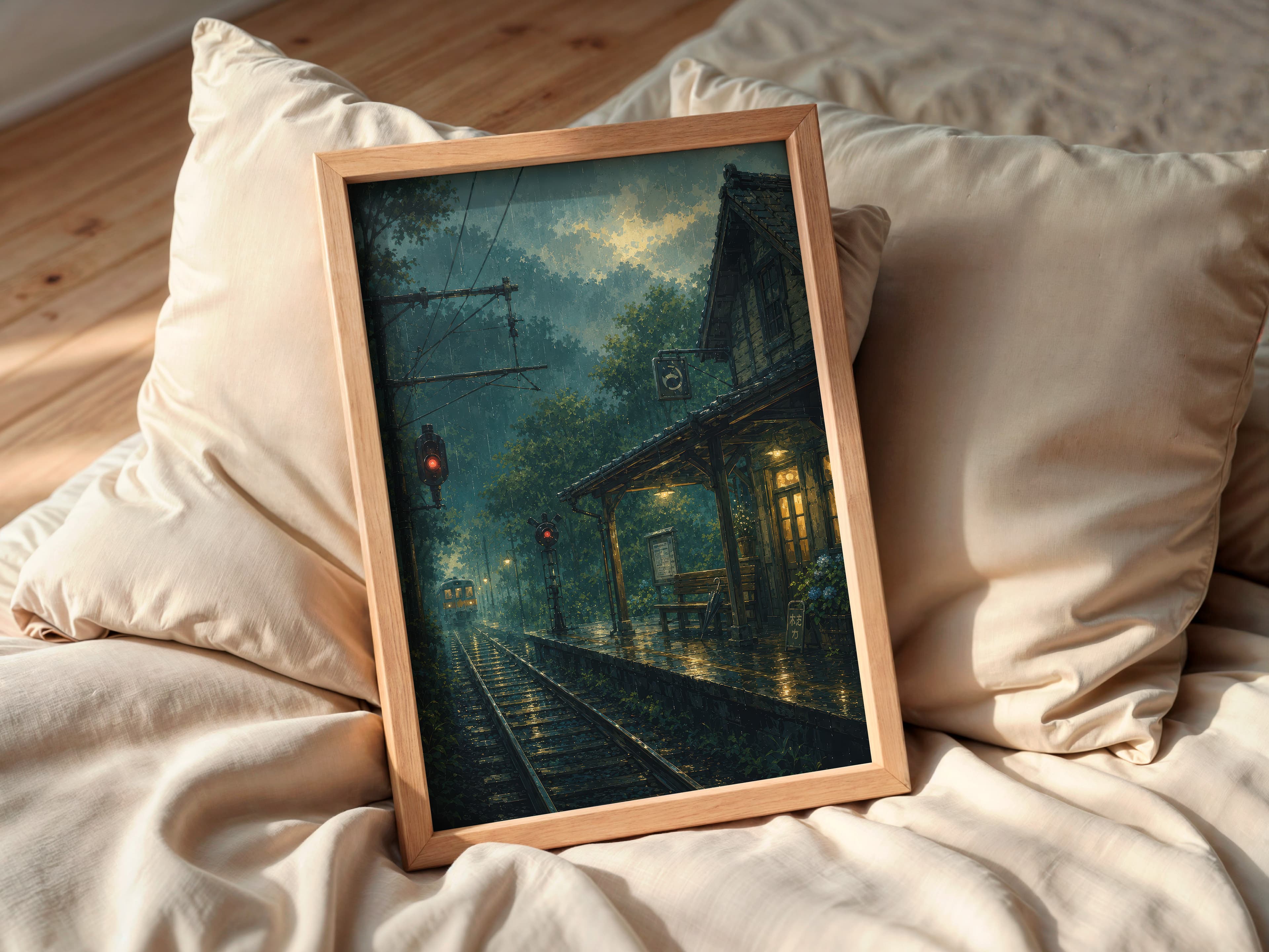 Rainy Train Station Print