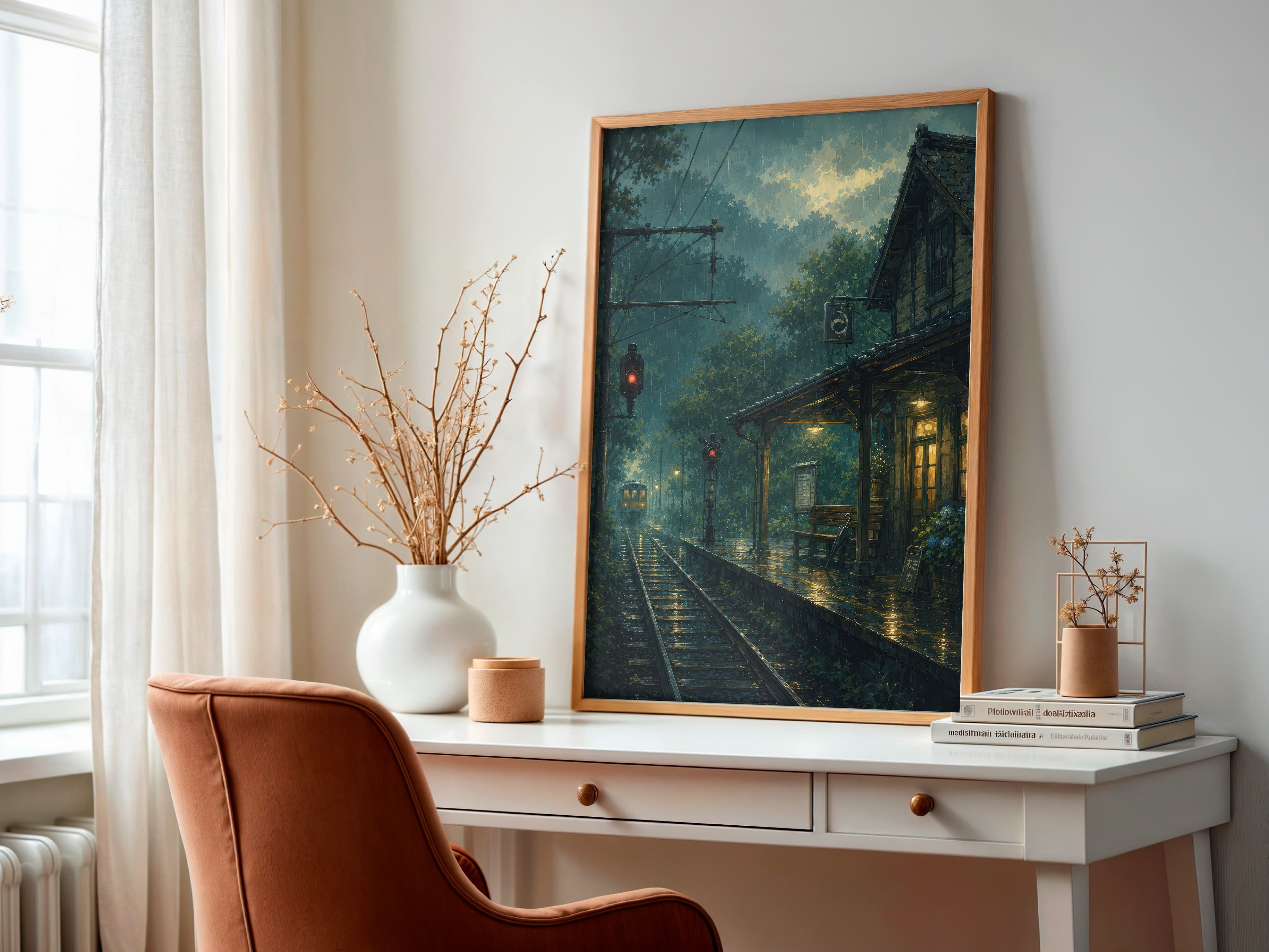 Rainy Train Station Print