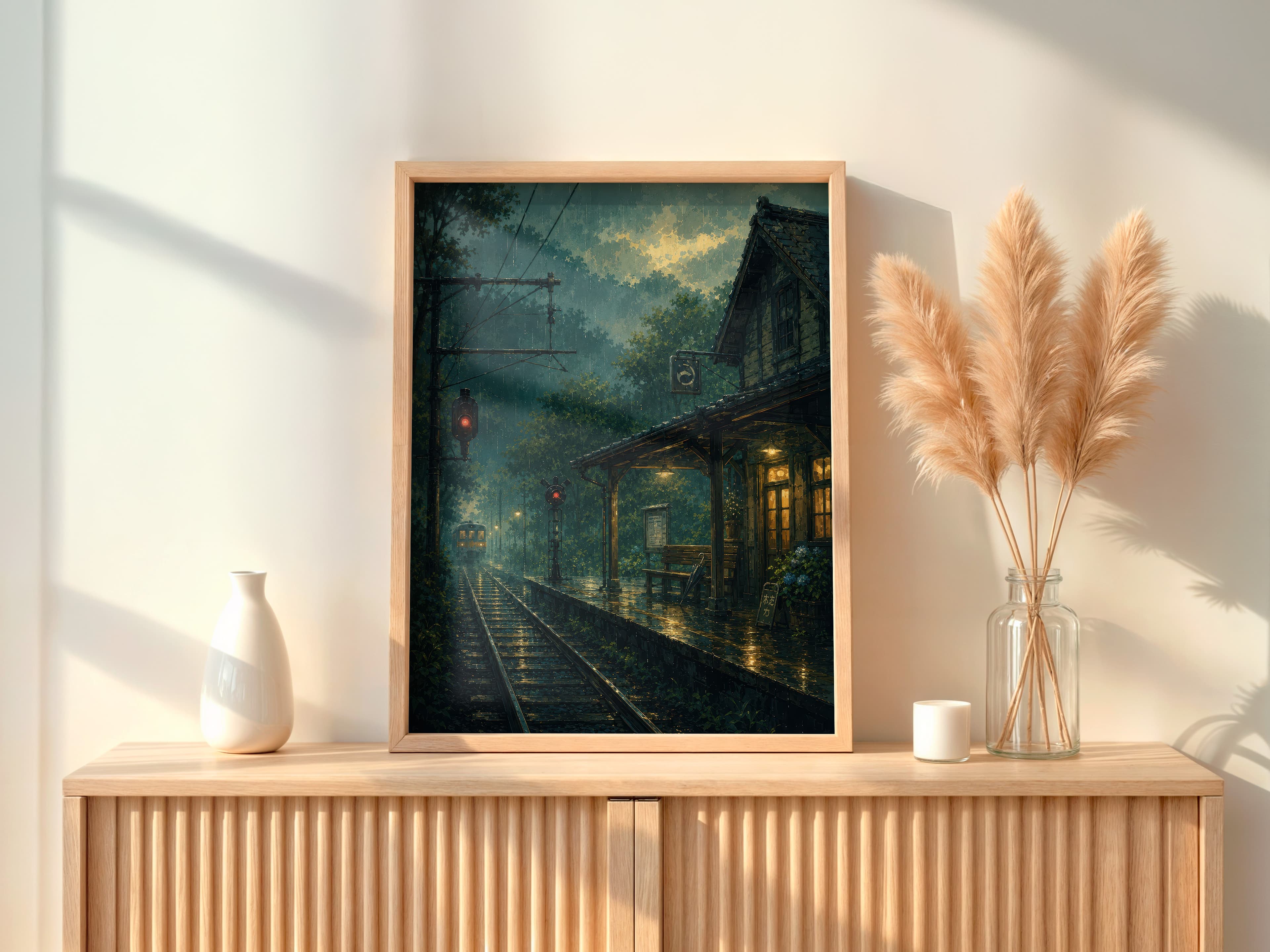 Rainy Train Station Print