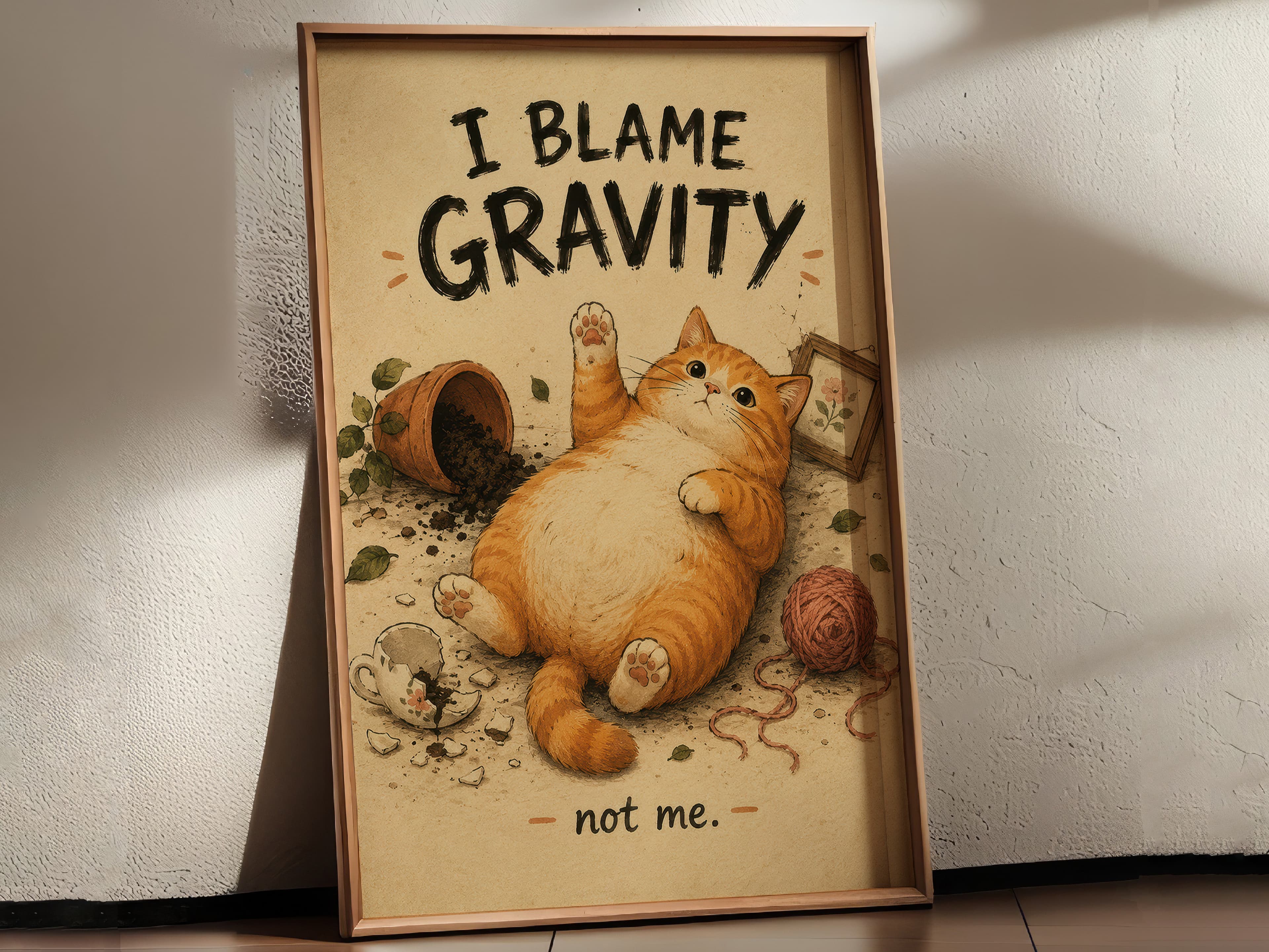 Chubby Cat Bathroom Poster