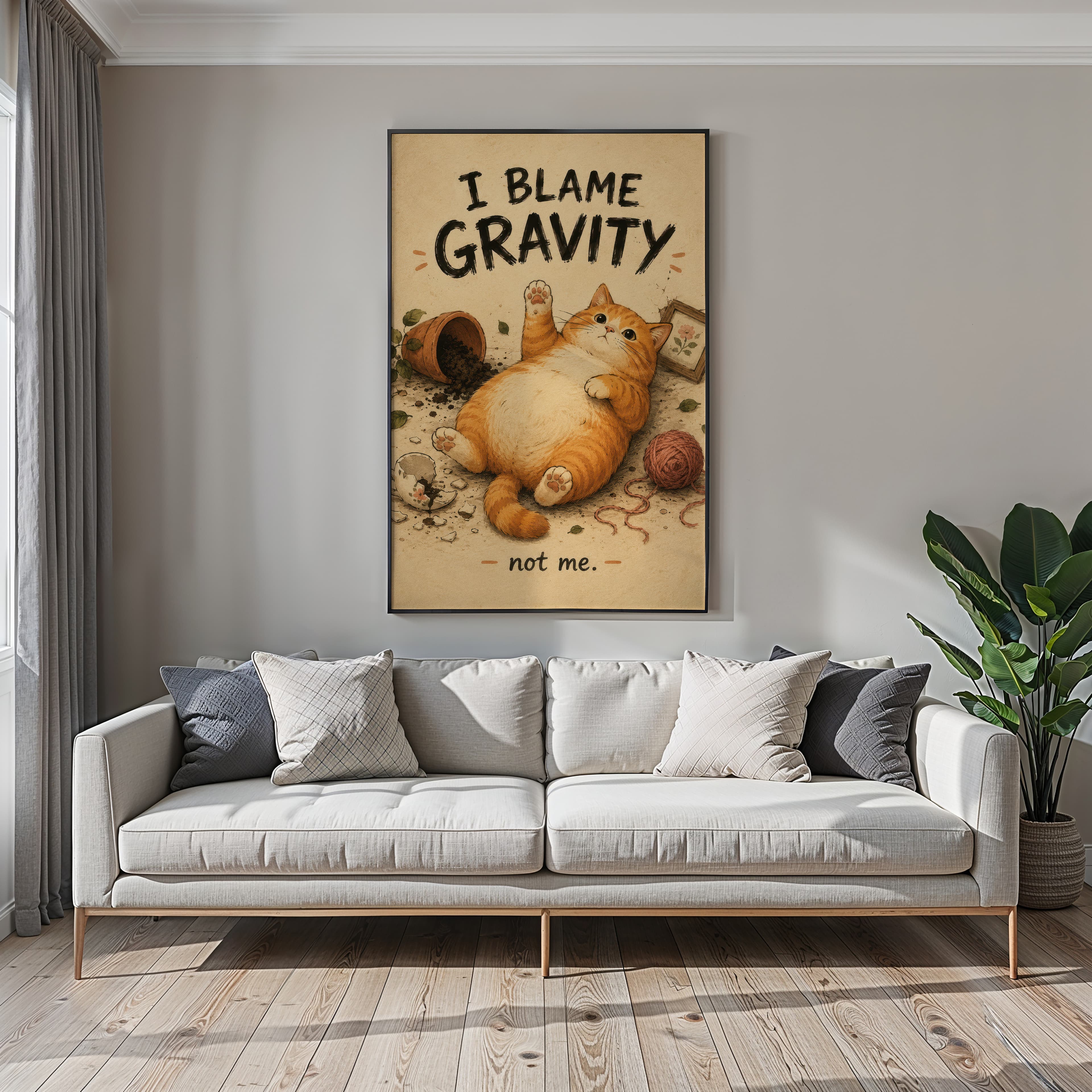 Chubby Cat Bathroom Poster