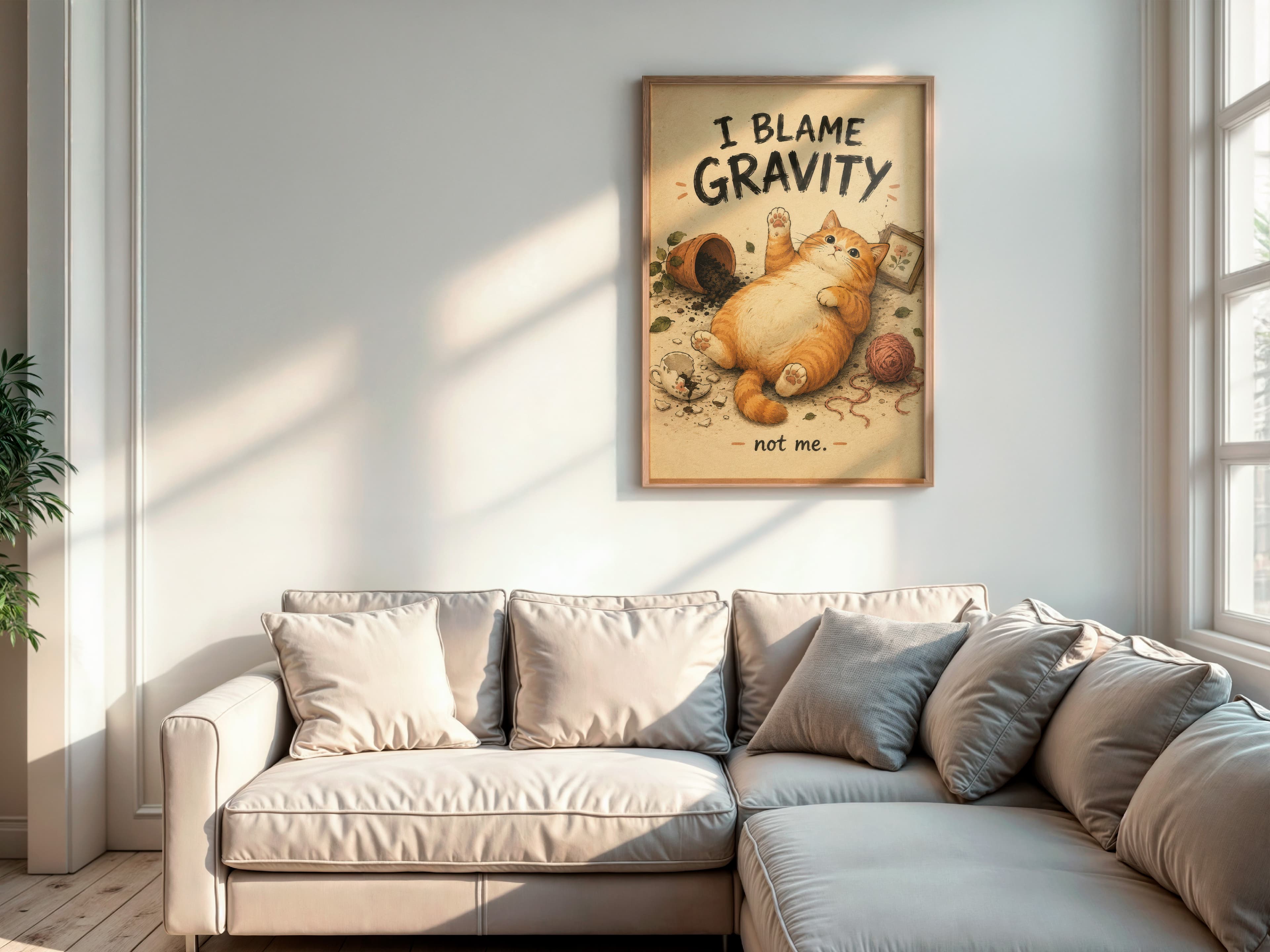 Chubby Cat Bathroom Poster