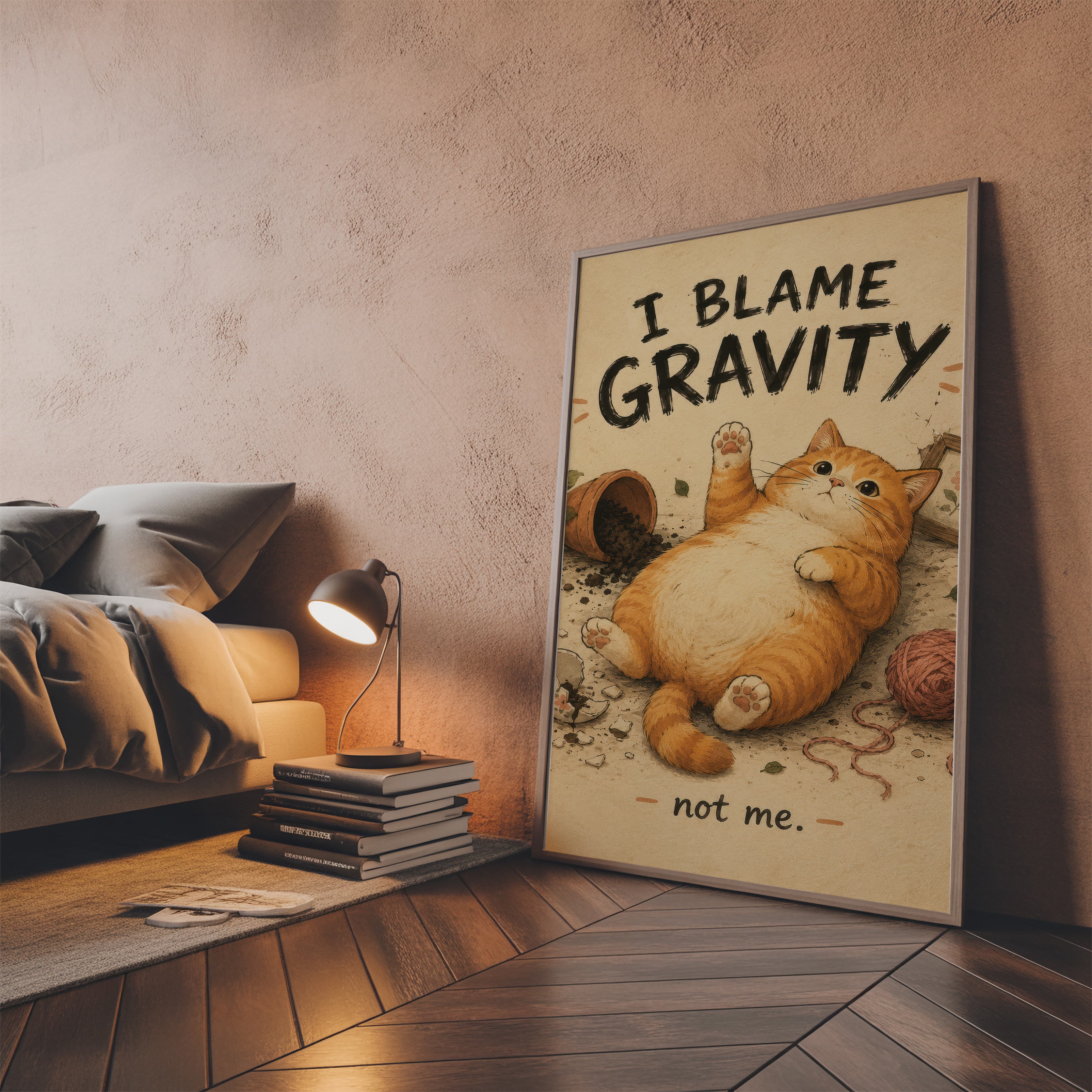 Chubby Cat Bathroom Poster